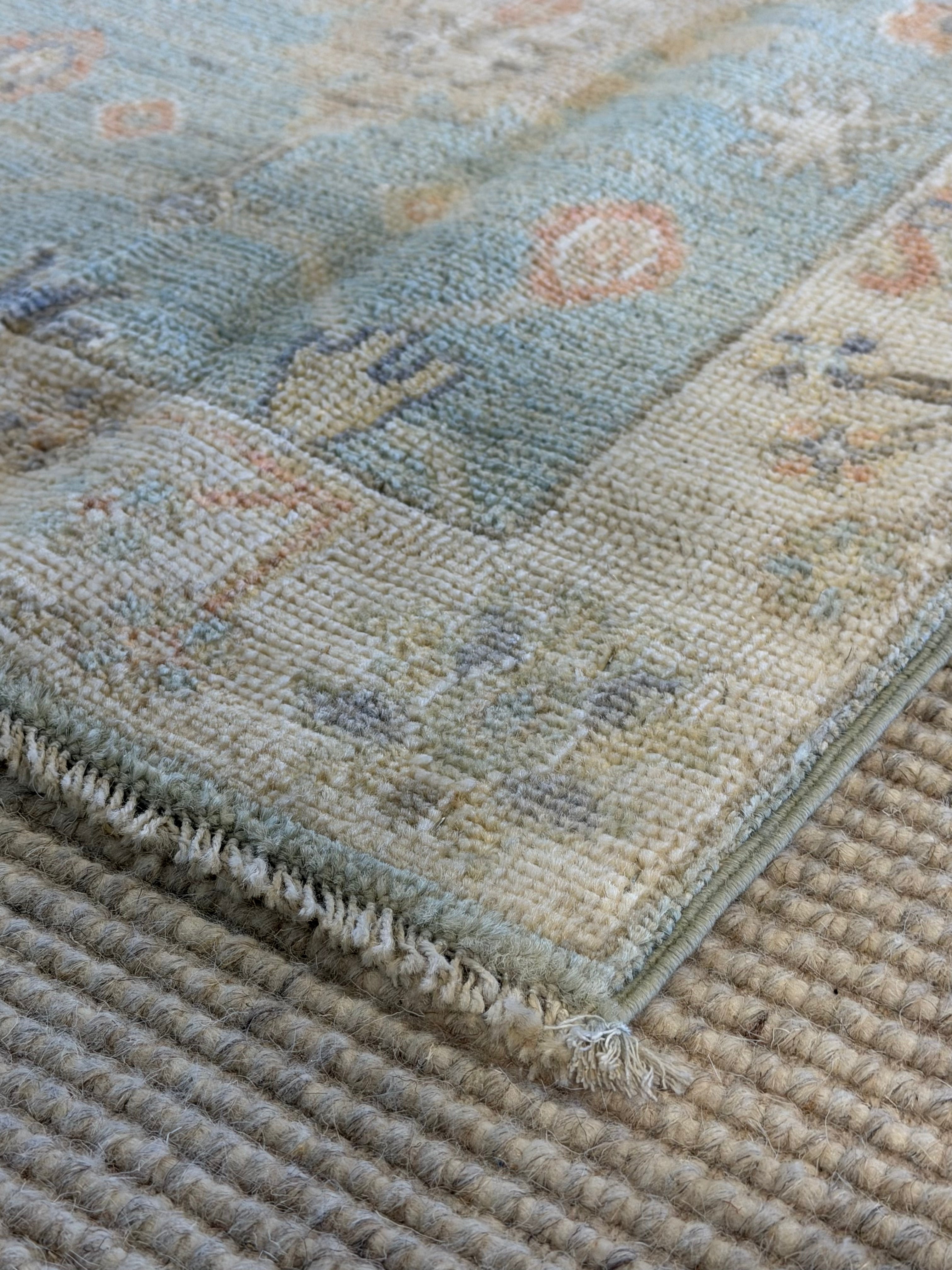 Bri McNees 1.11x3.1 Blue Afghani Whitewashed Oushak