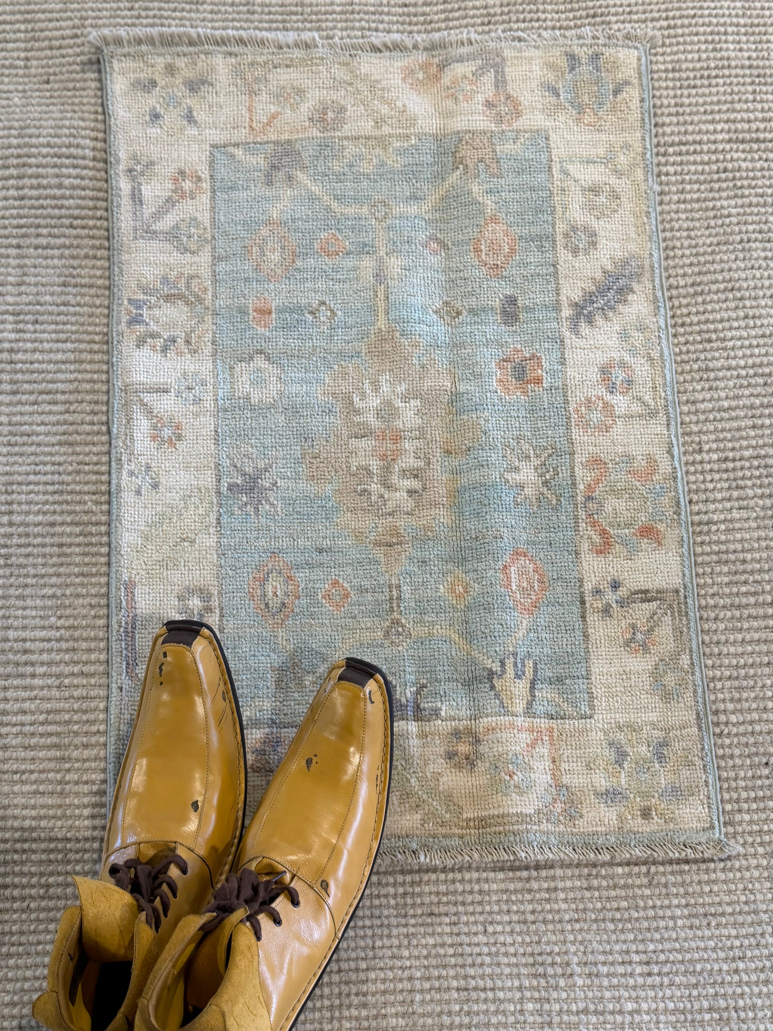 Bri McNees 1.11x3.1 Blue Afghani Whitewashed Oushak