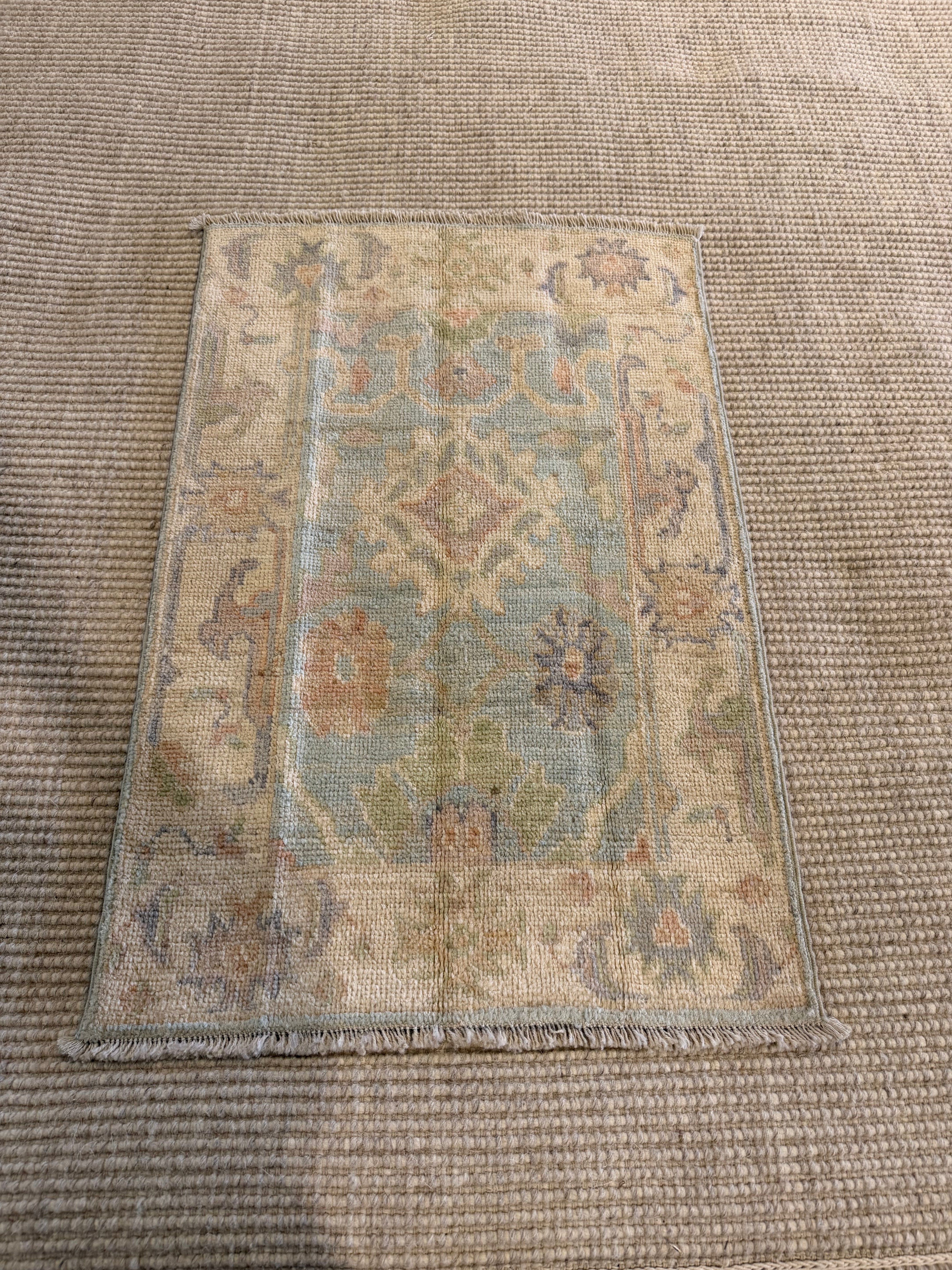 Elissa Finley 1.11x2.11 Blue Afghani Whitewashed Oushak