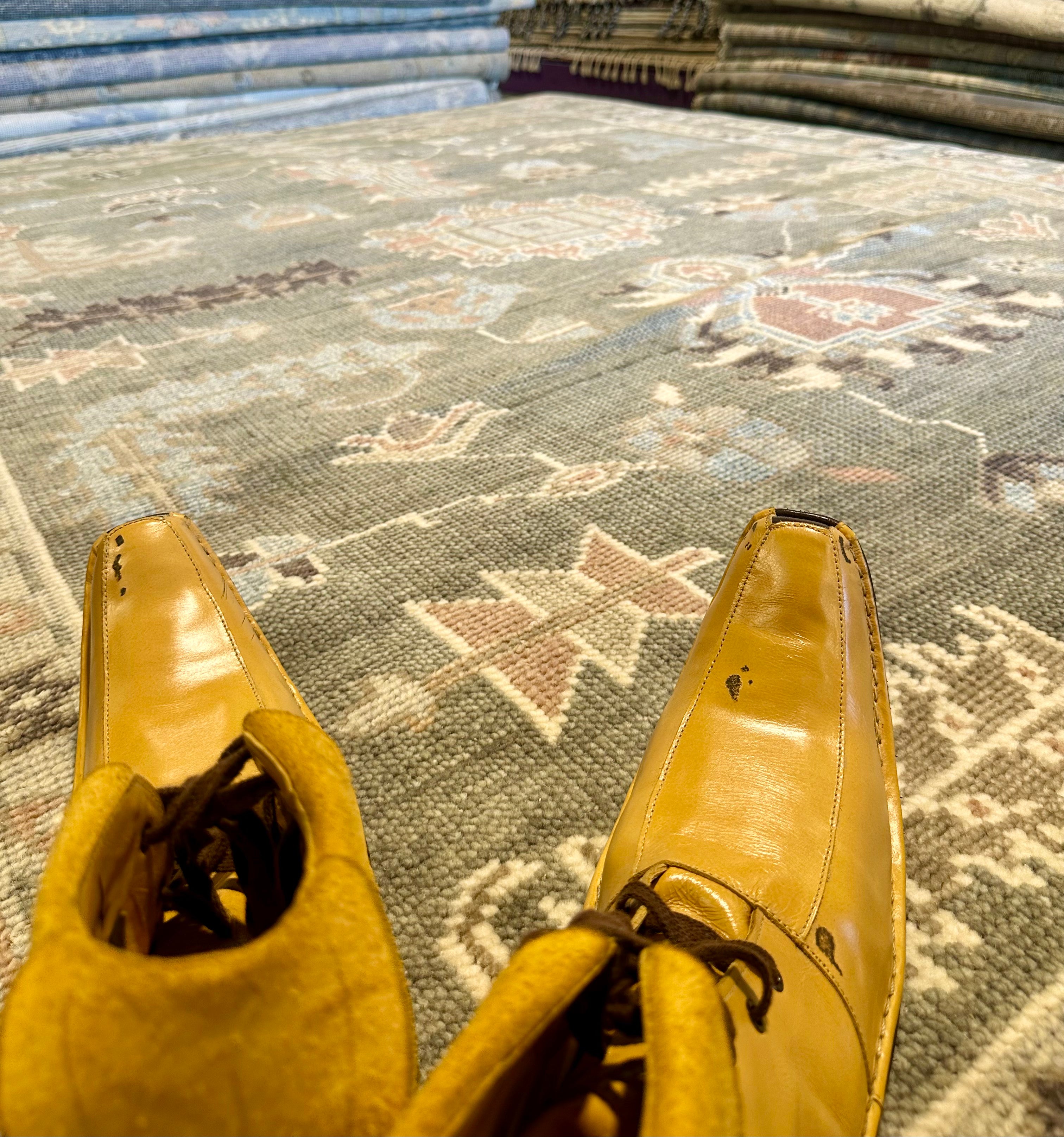 Antonella 8x10 Green Hand-Knotted Oushak Rug