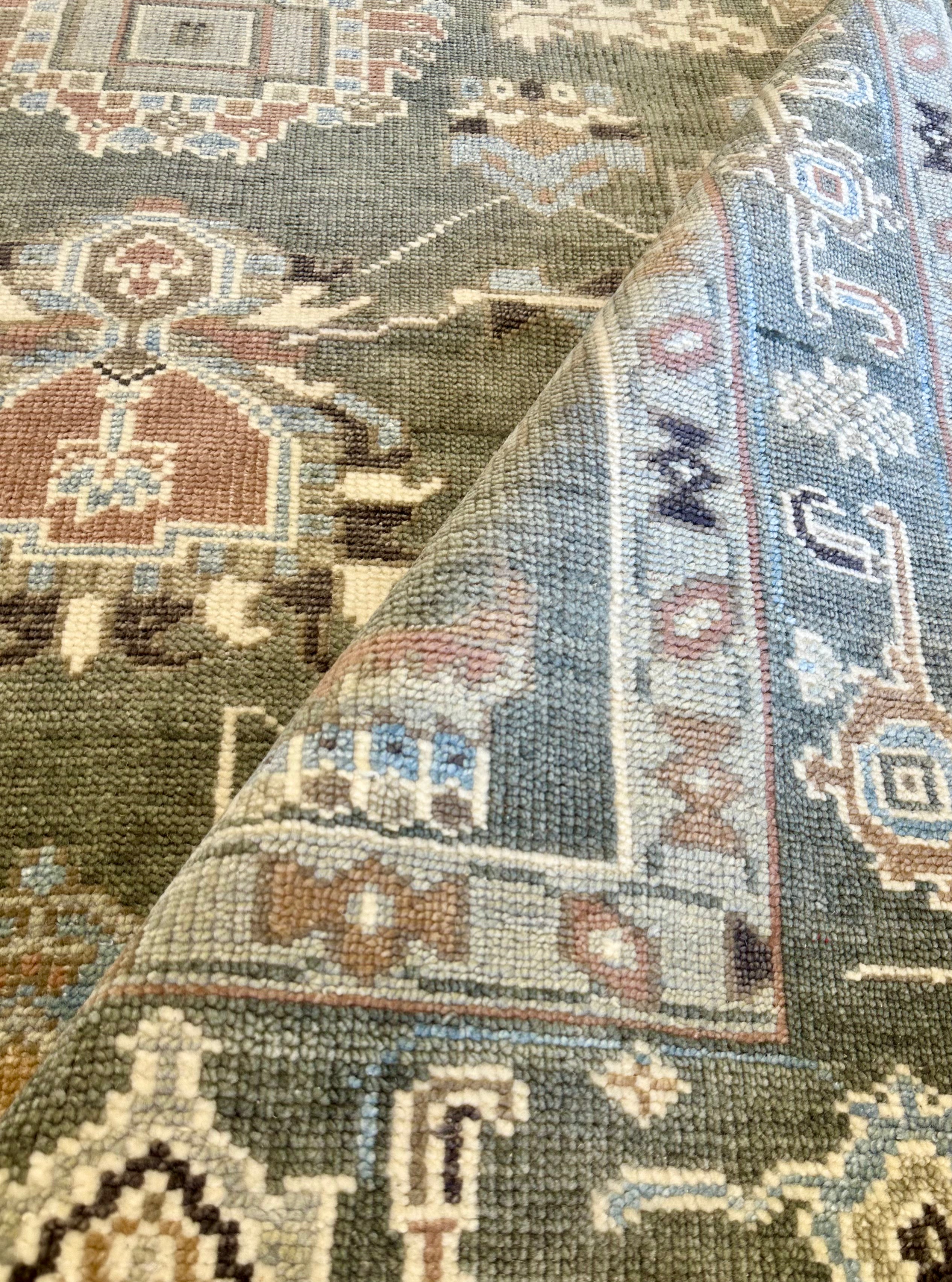 Antonella 8x10 Green Hand-Knotted Oushak Rug