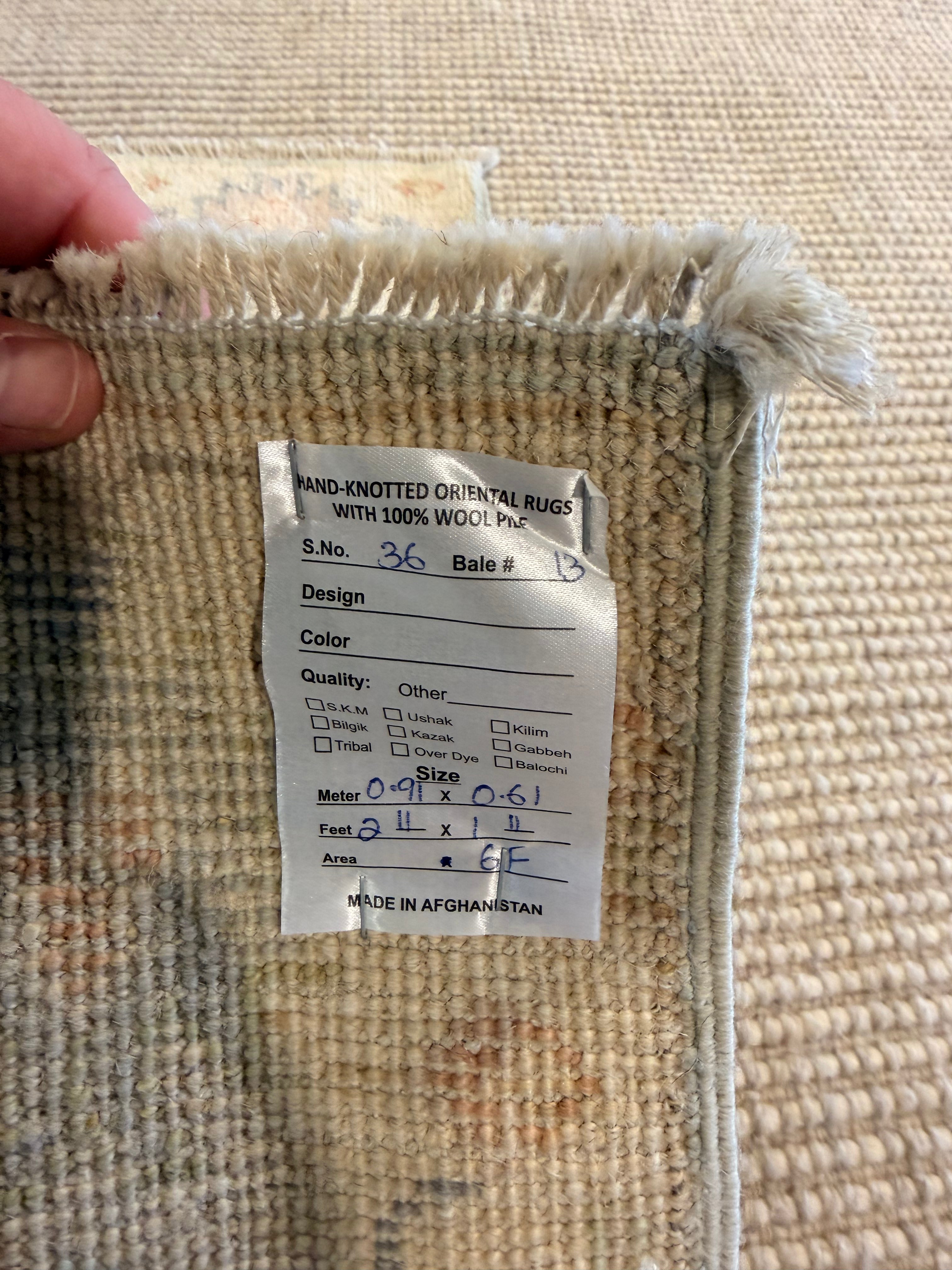 Brittany Wicker 1.11x2.11 Blue Afghani Whitewashed Oushak