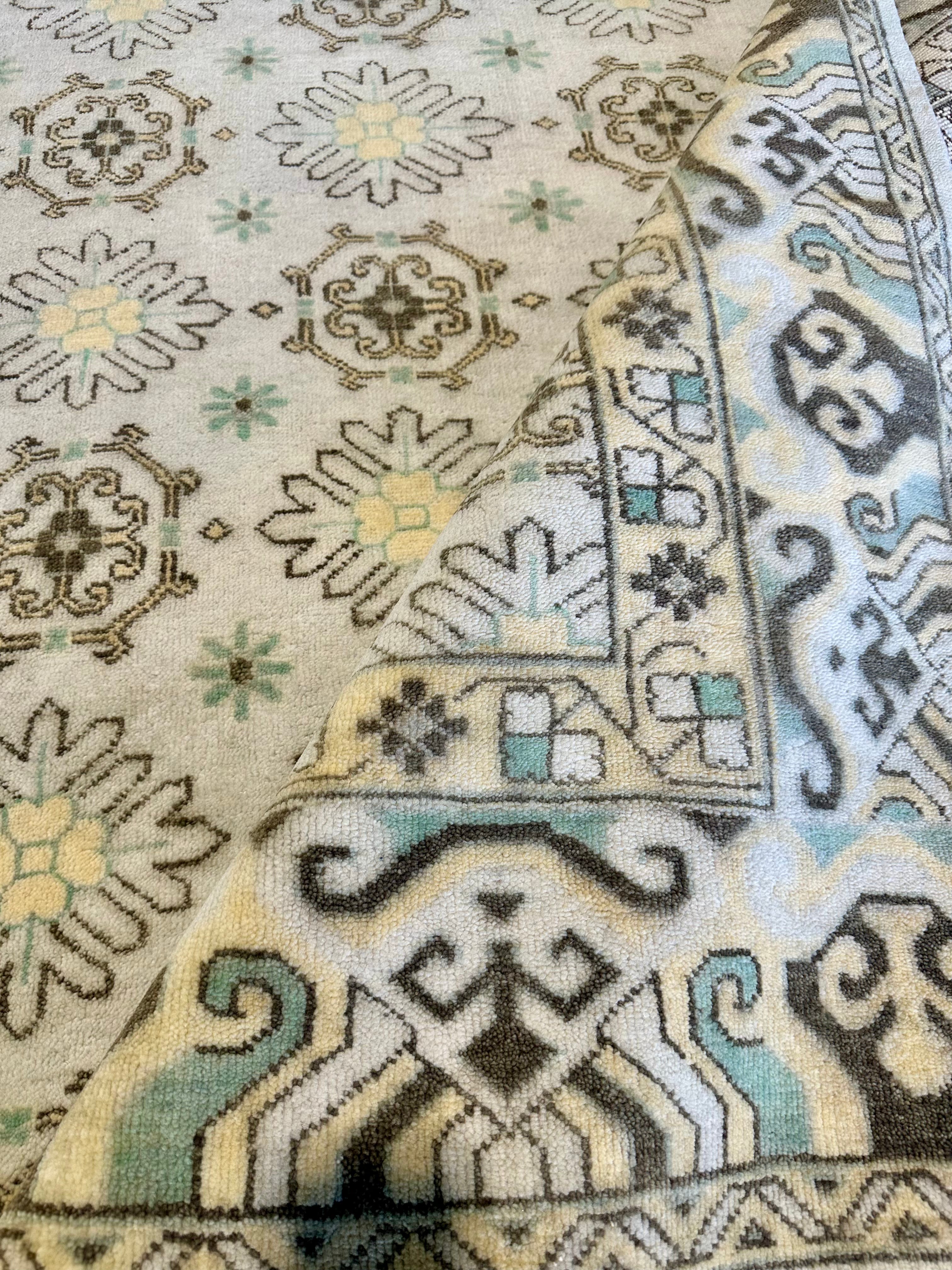 Kristine Riis 8x10 Brown and Ivory Hand-Knotted Oushak Rug