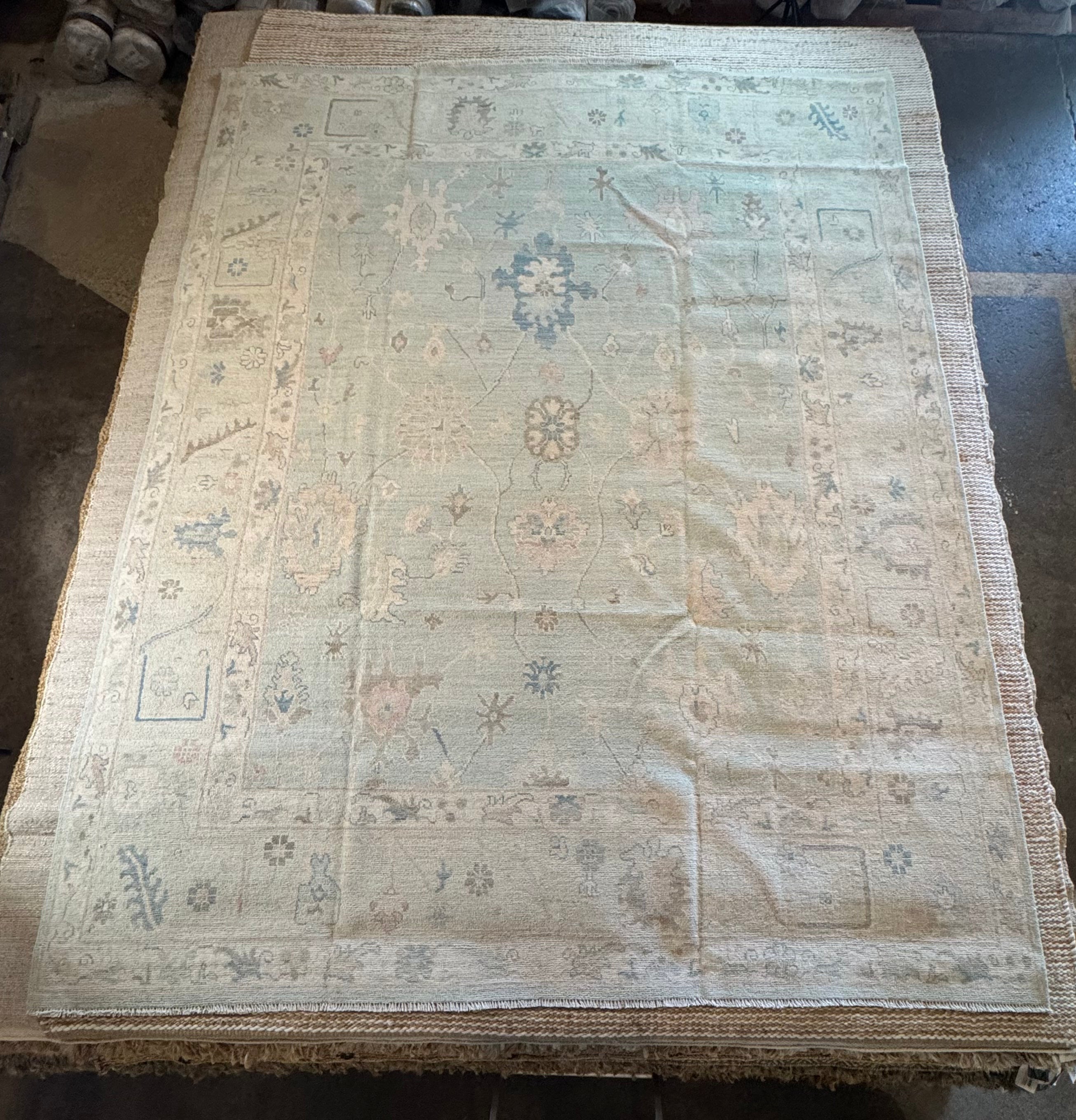 O'Hara Delaney 8.2x10.2 Light Blue Whitewashed Afghani Oushak