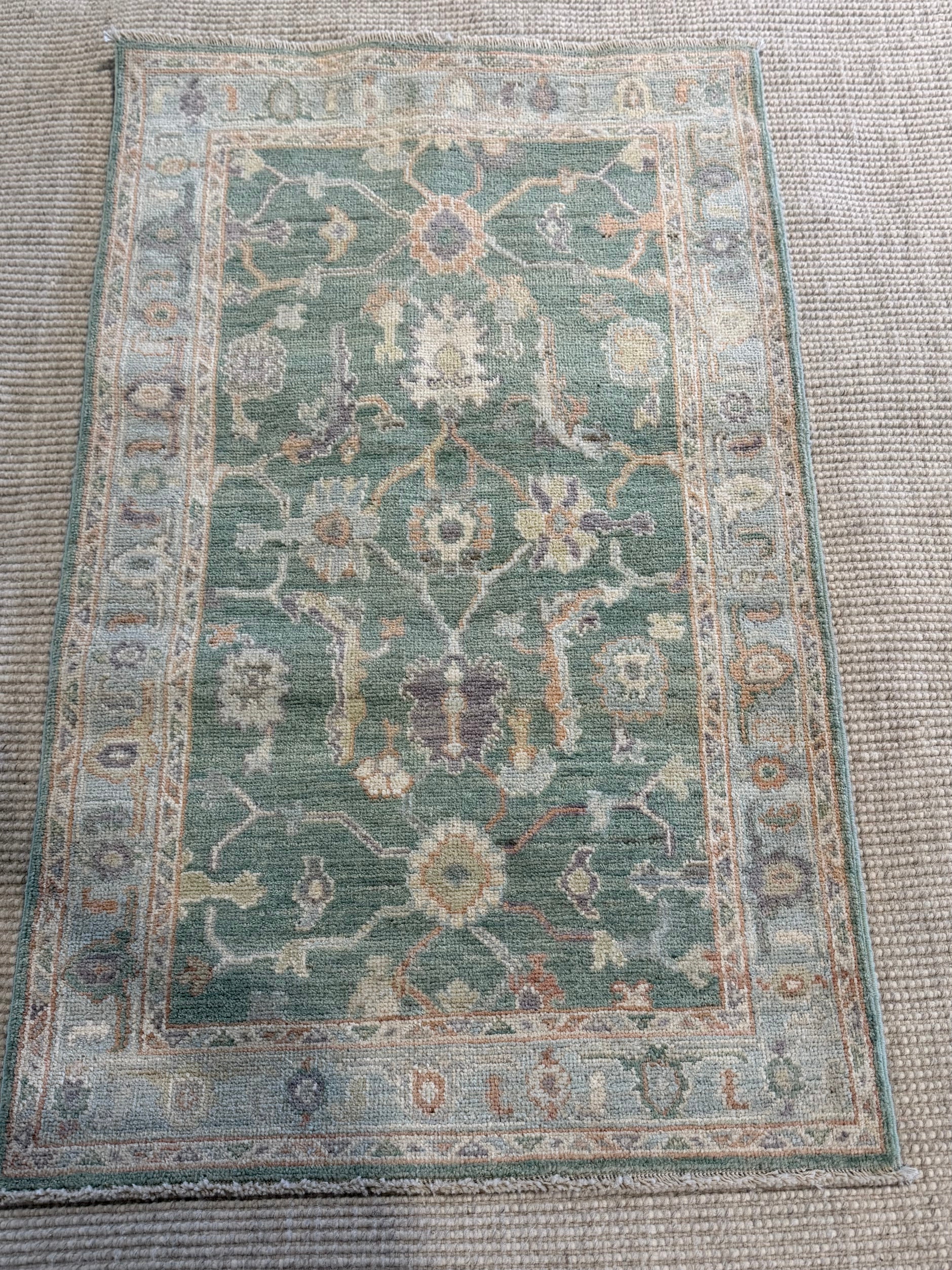 Megan Walerius 2.9x5 Green Afghani Whitewashed Oushak
