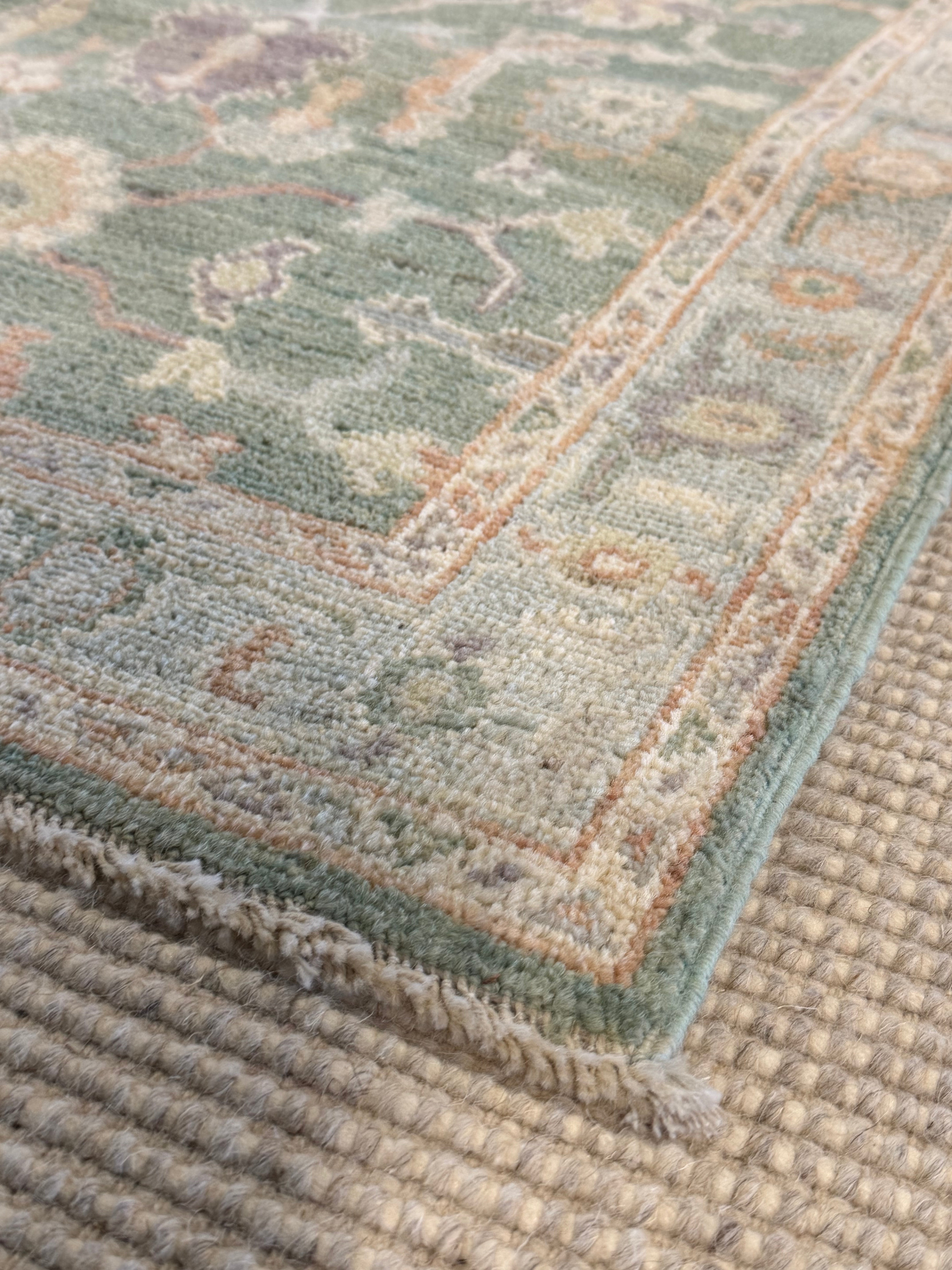 Megan Walerius 2.9x5 Green Afghani Whitewashed Oushak