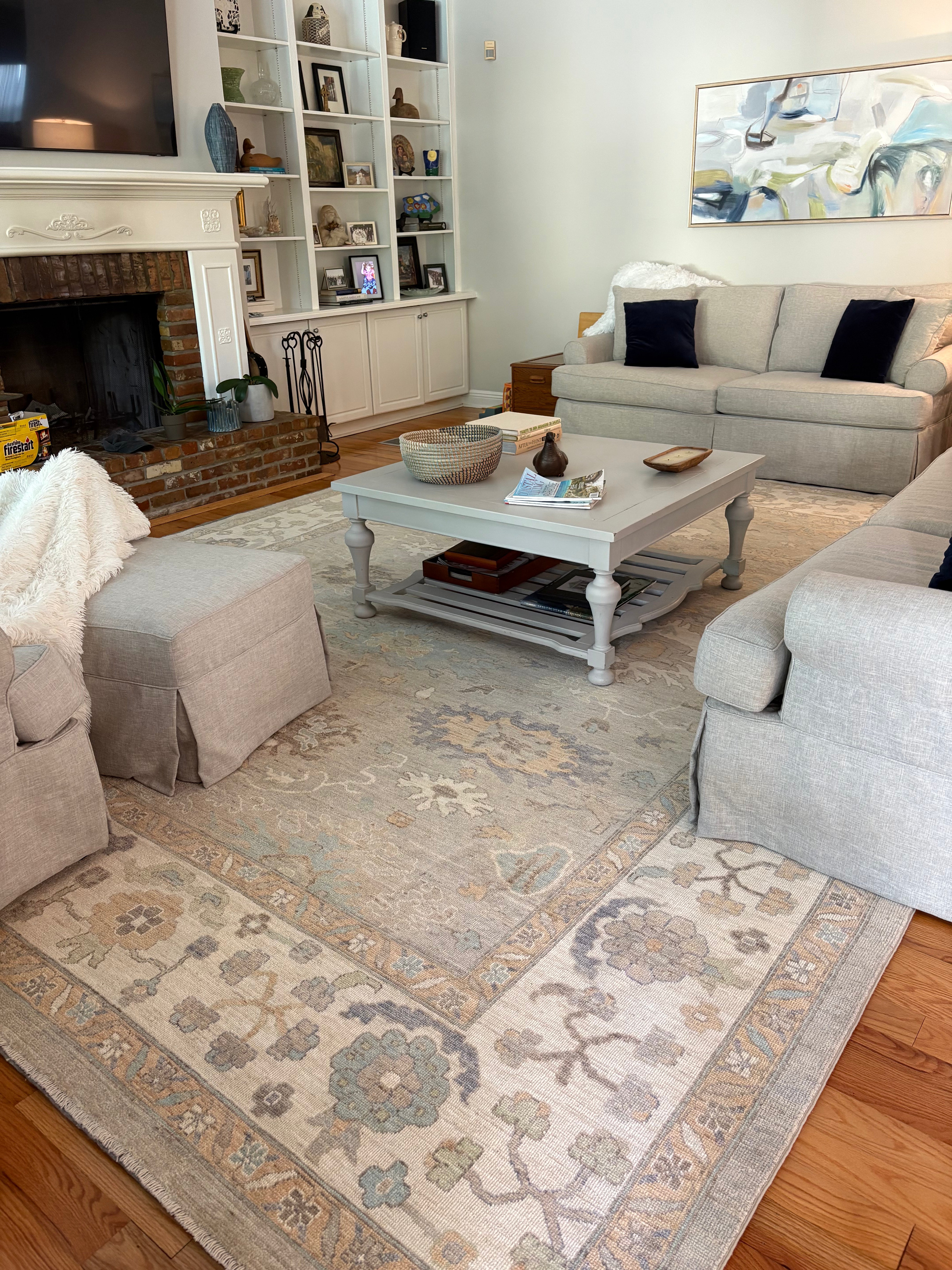 Martha Lawrie 11.7x14.8 Blue Afghani Whitewashed Oushak