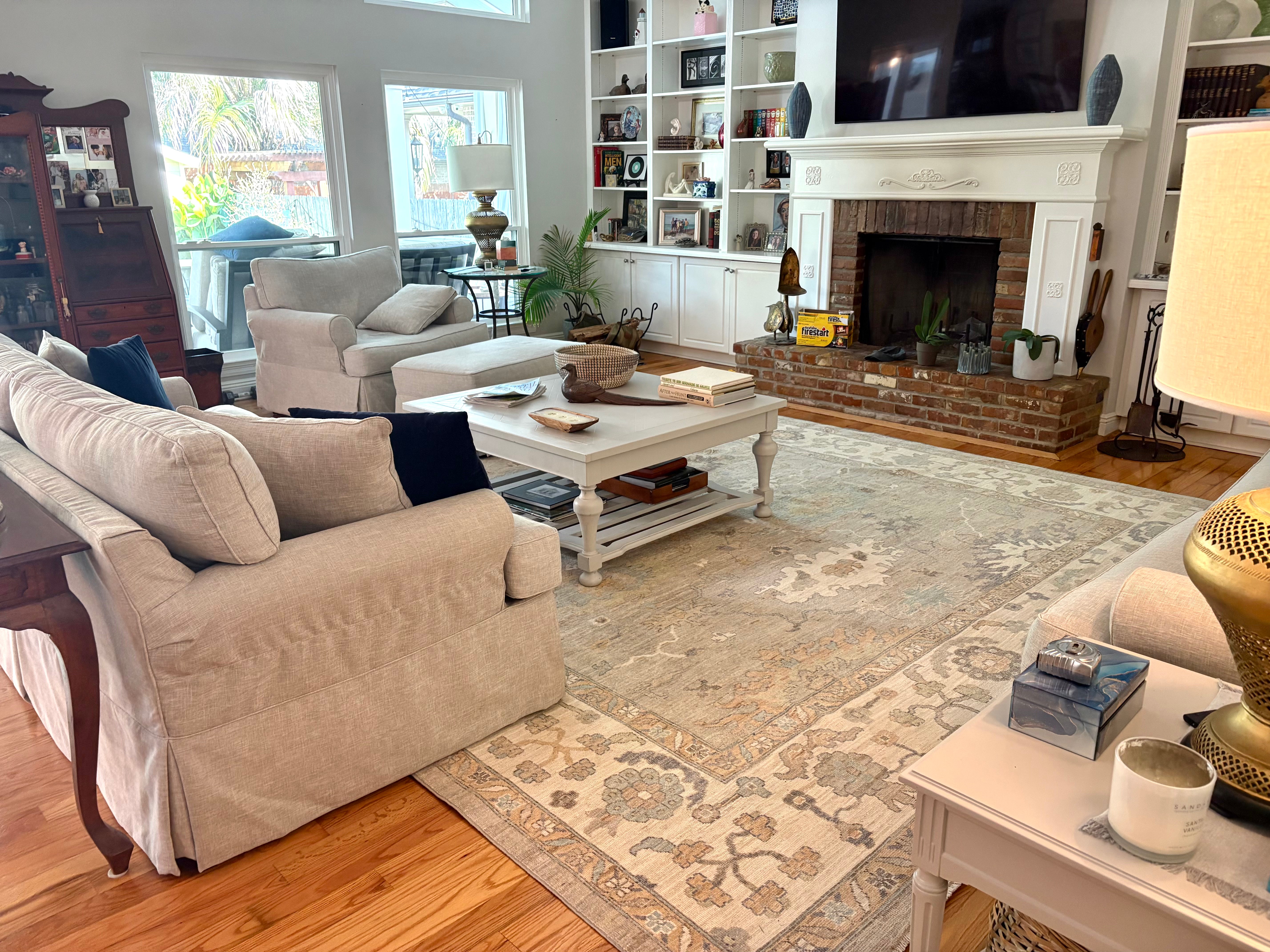 Martha Lawrie 11.7x14.8 Blue Afghani Whitewashed Oushak