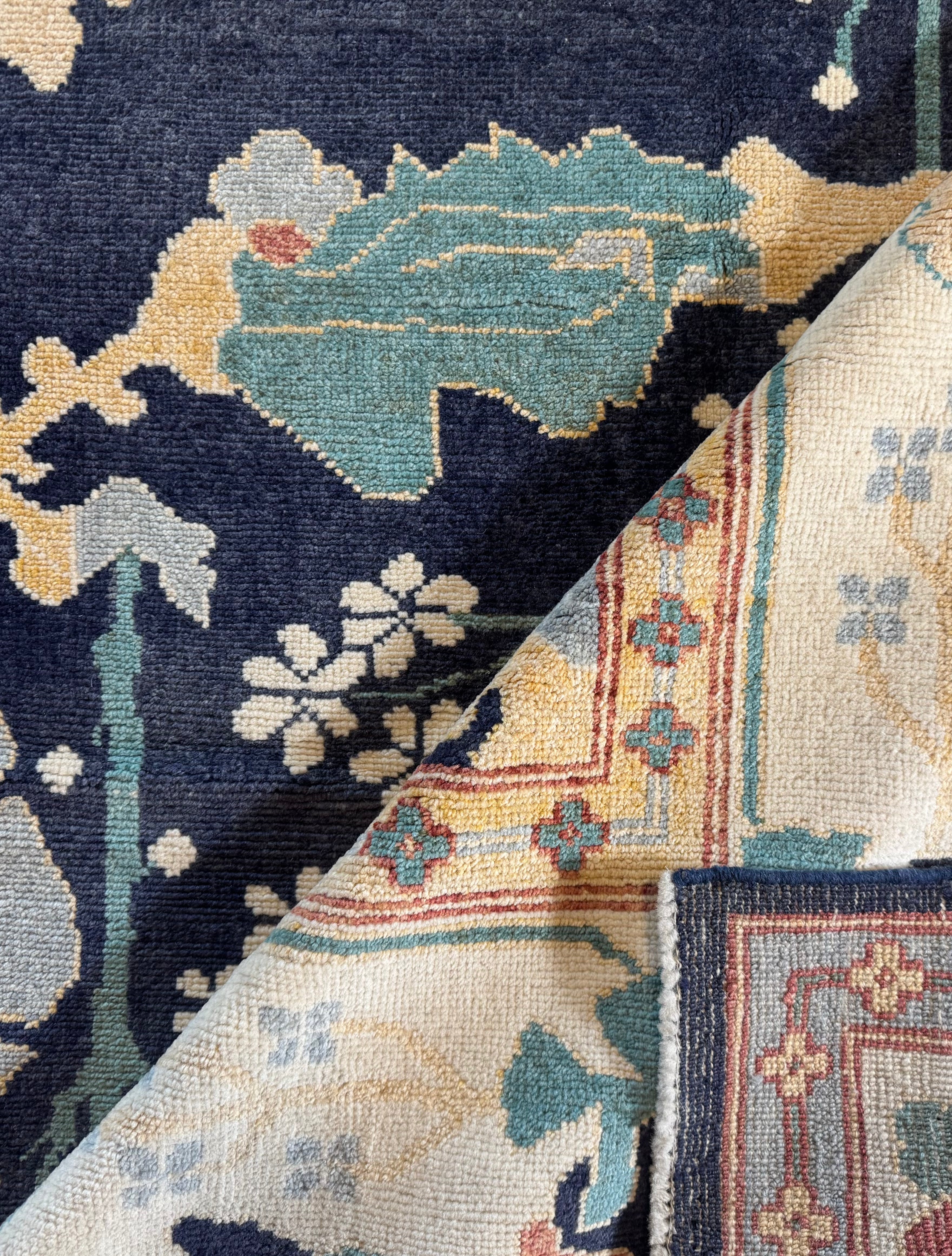 Sylvia 8.2x9.8 Blue Whitewashed Afghani Oushak