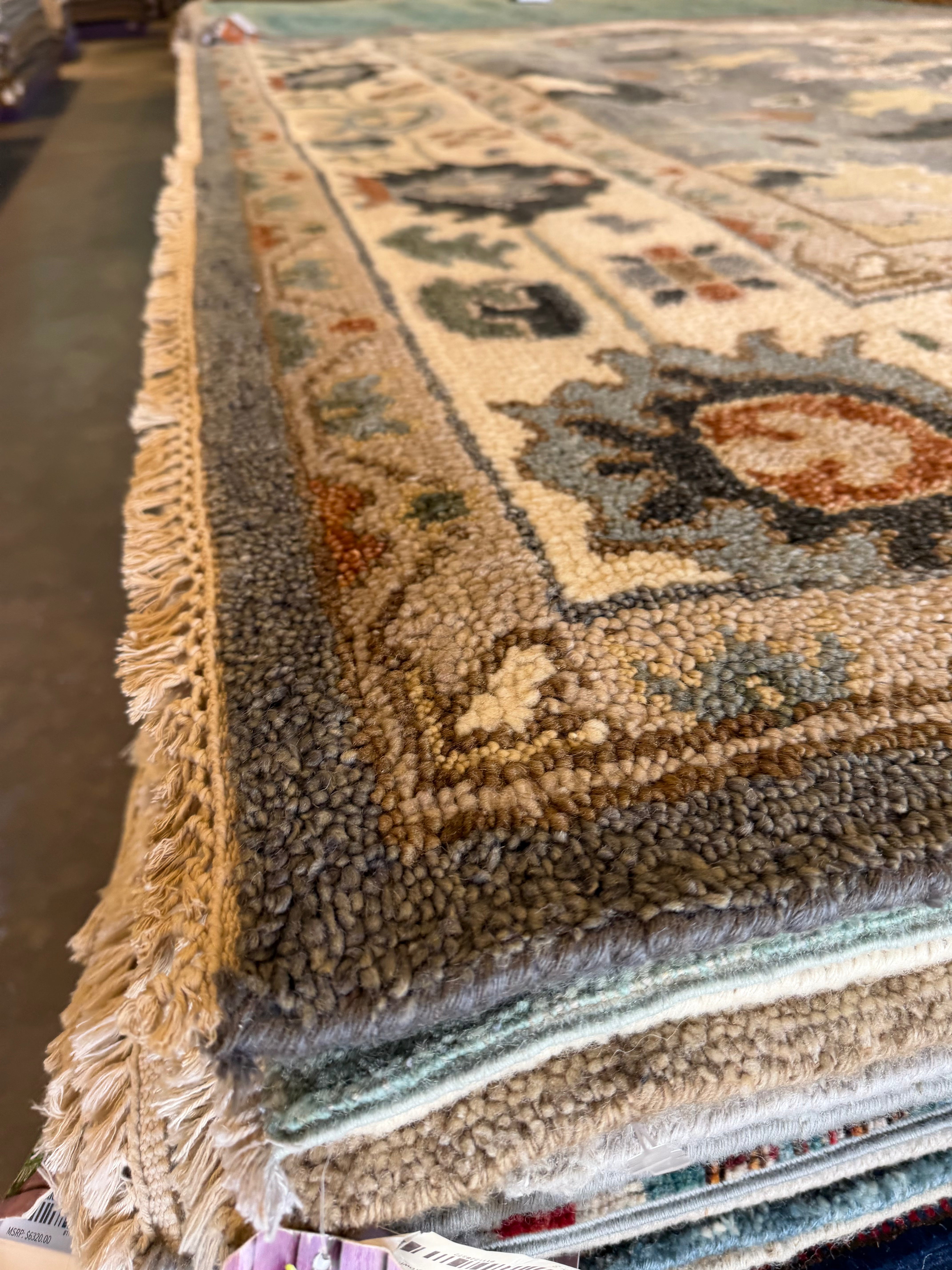 Svetlana Antonova 9x12 Hand-Knotted Oushak Rug Grey and Ivory