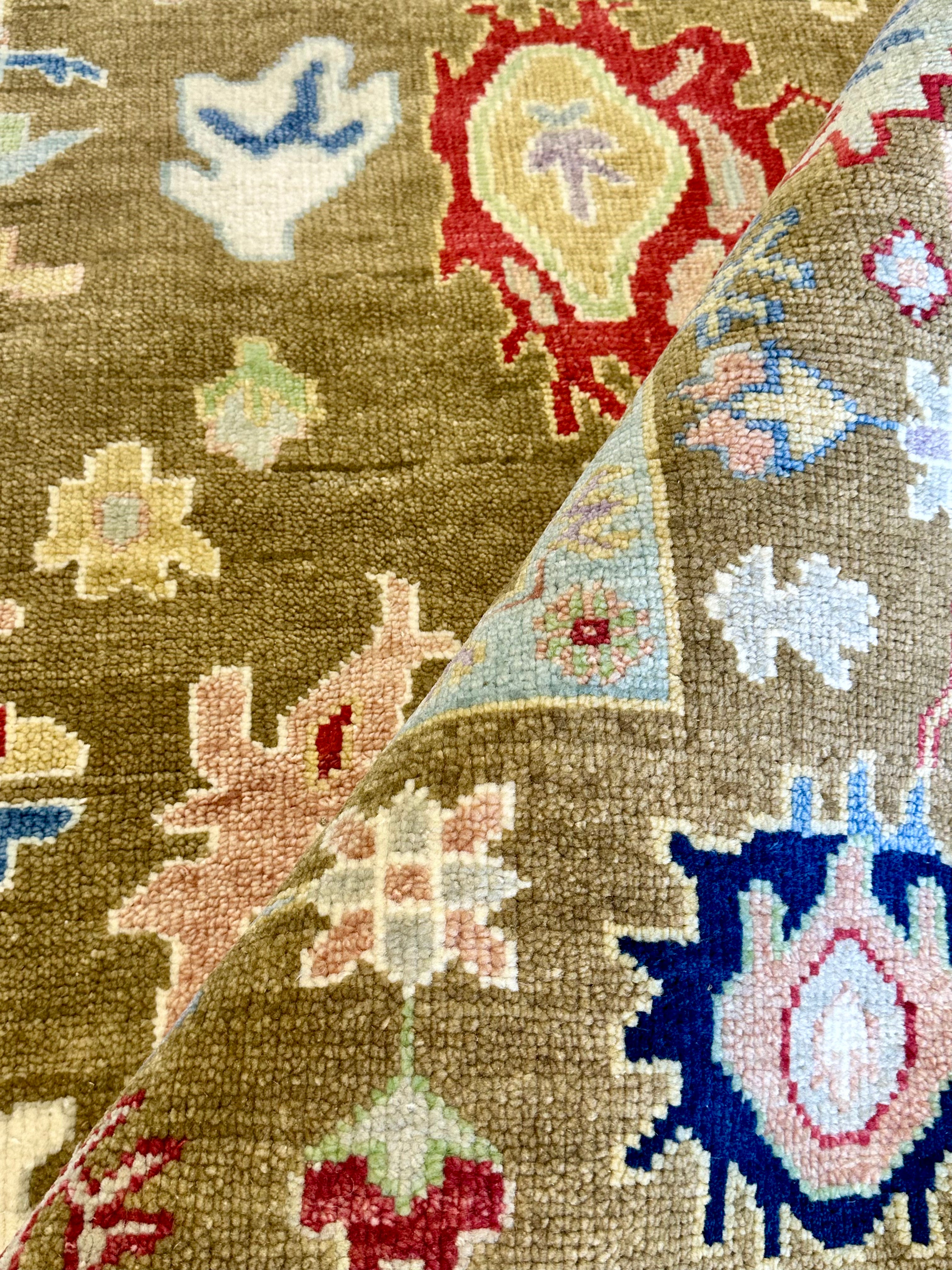 Vixen  8x10 Gold Hand-Knotted Oushak Rug