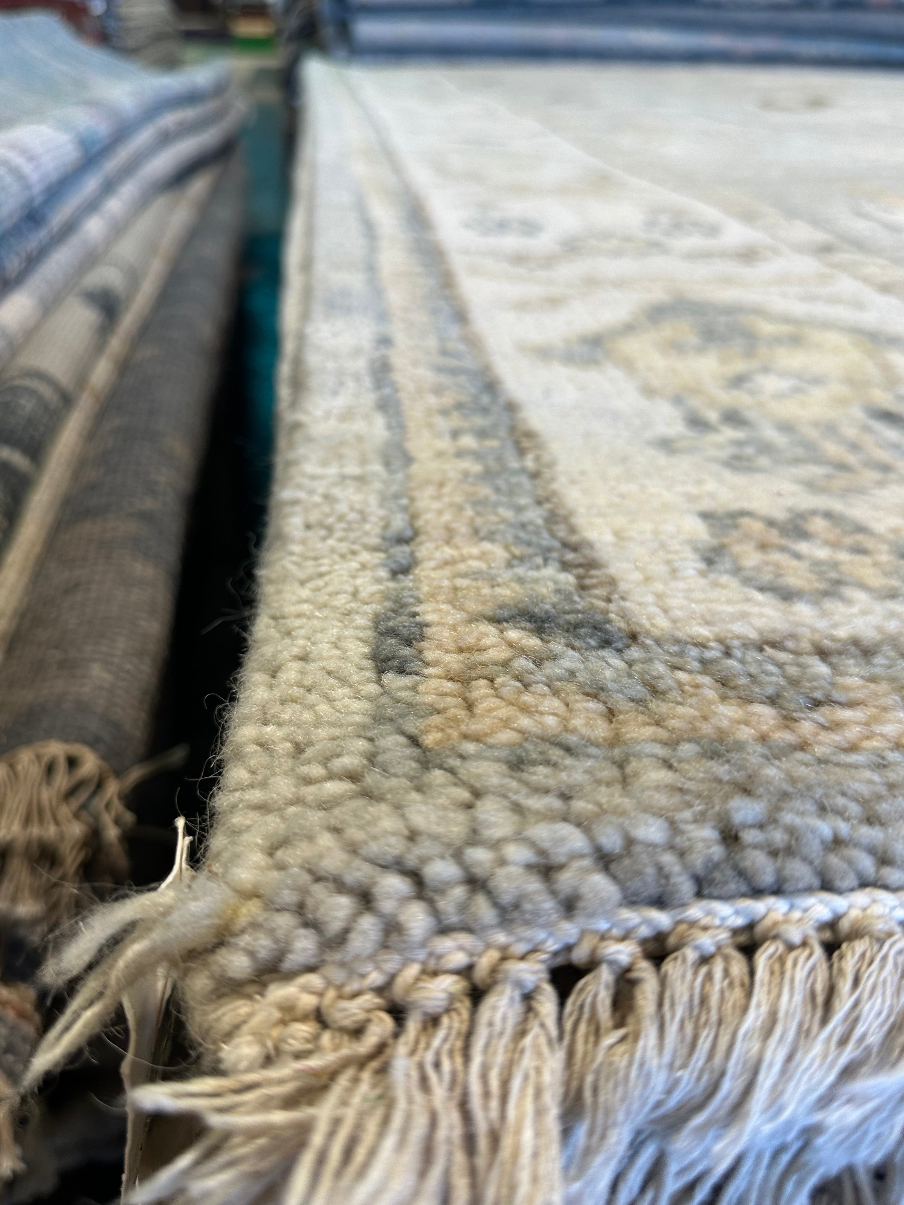 Molly Golightly 8x9.9 Beige and Tan Hand-Knotted Oushak Rug