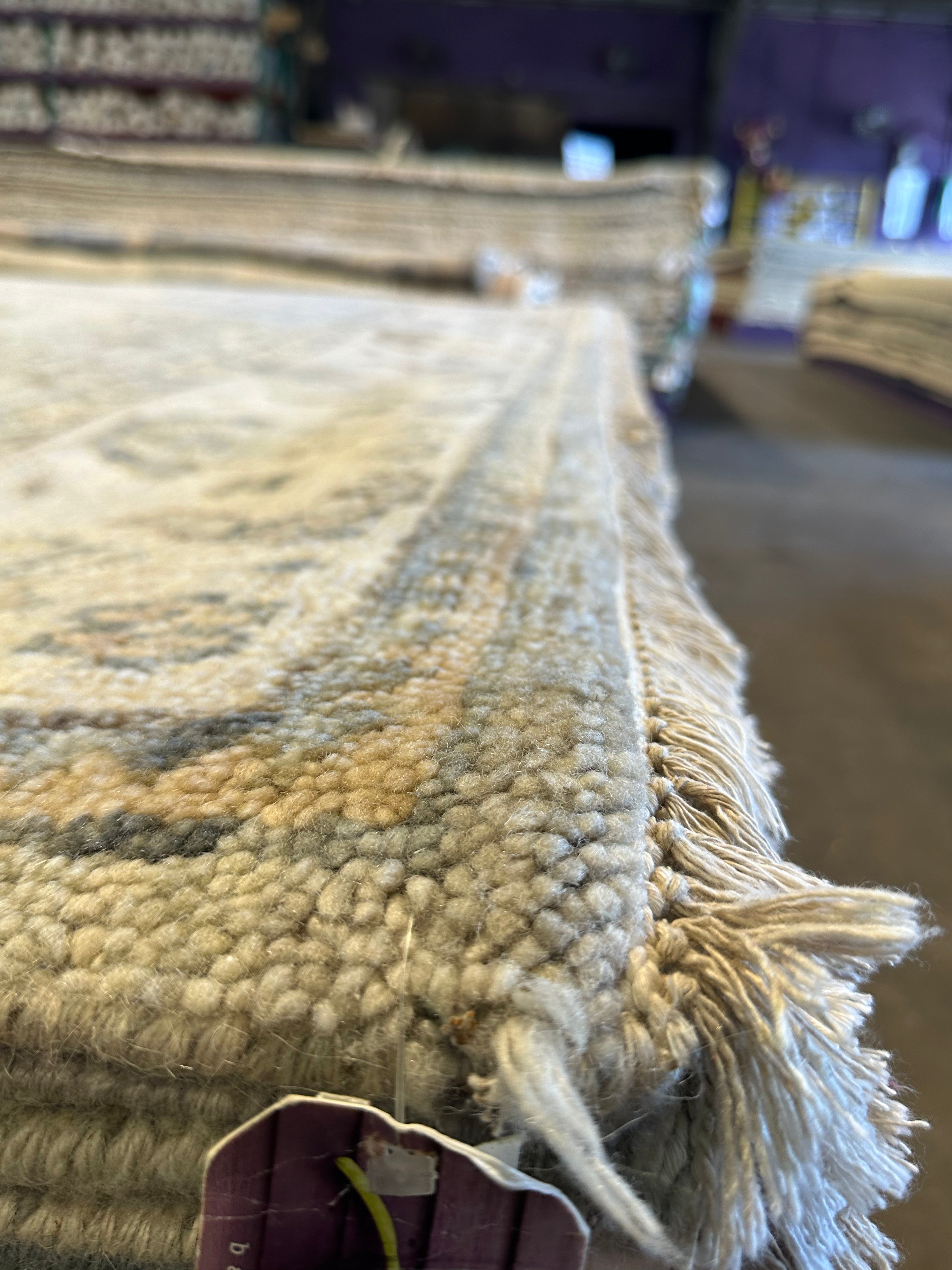 Molly Golightly 8x9.9 Beige and Tan Hand-Knotted Oushak Rug