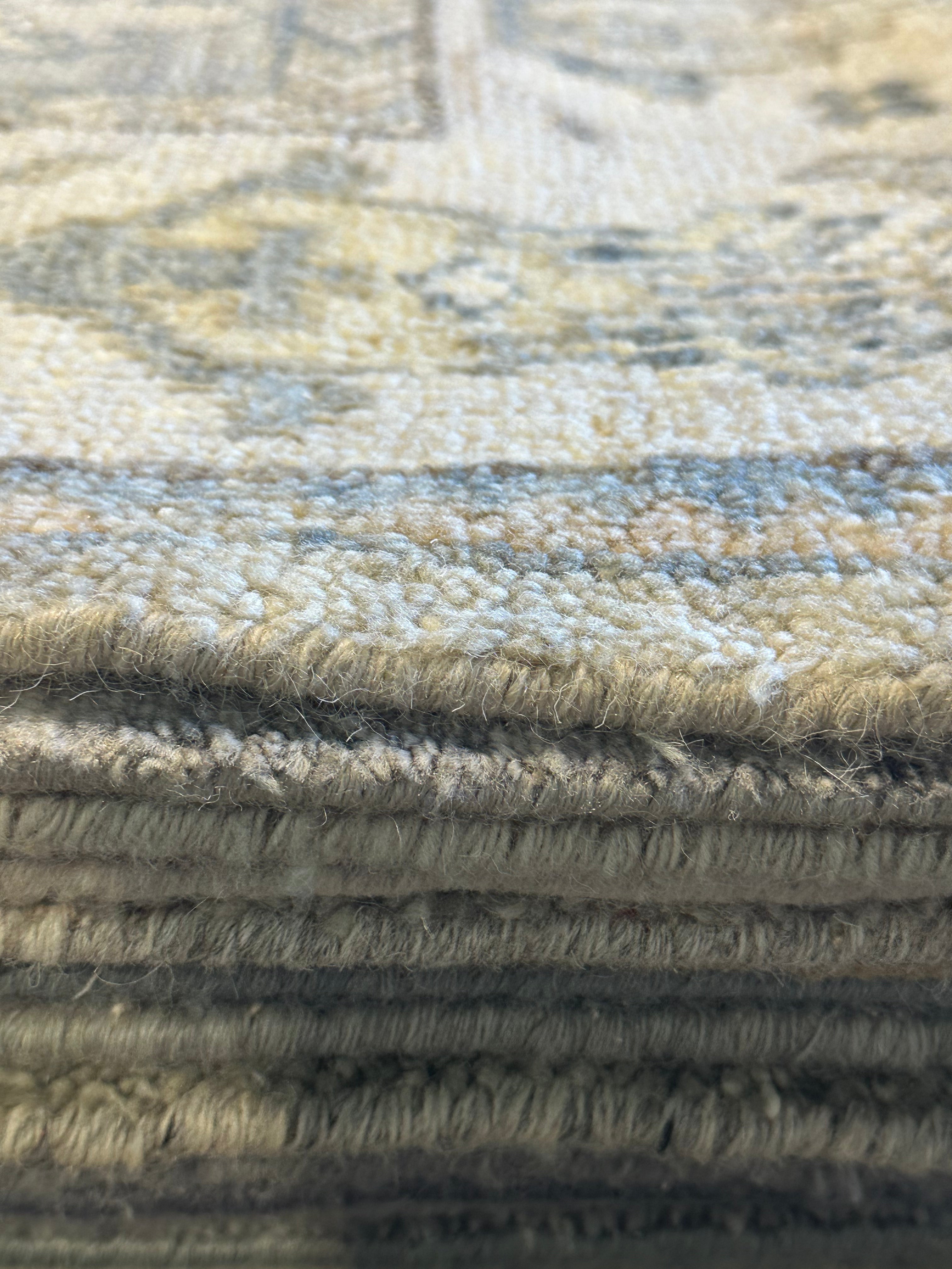 Molly Golightly 8x9.9 Beige and Tan Hand-Knotted Oushak Rug