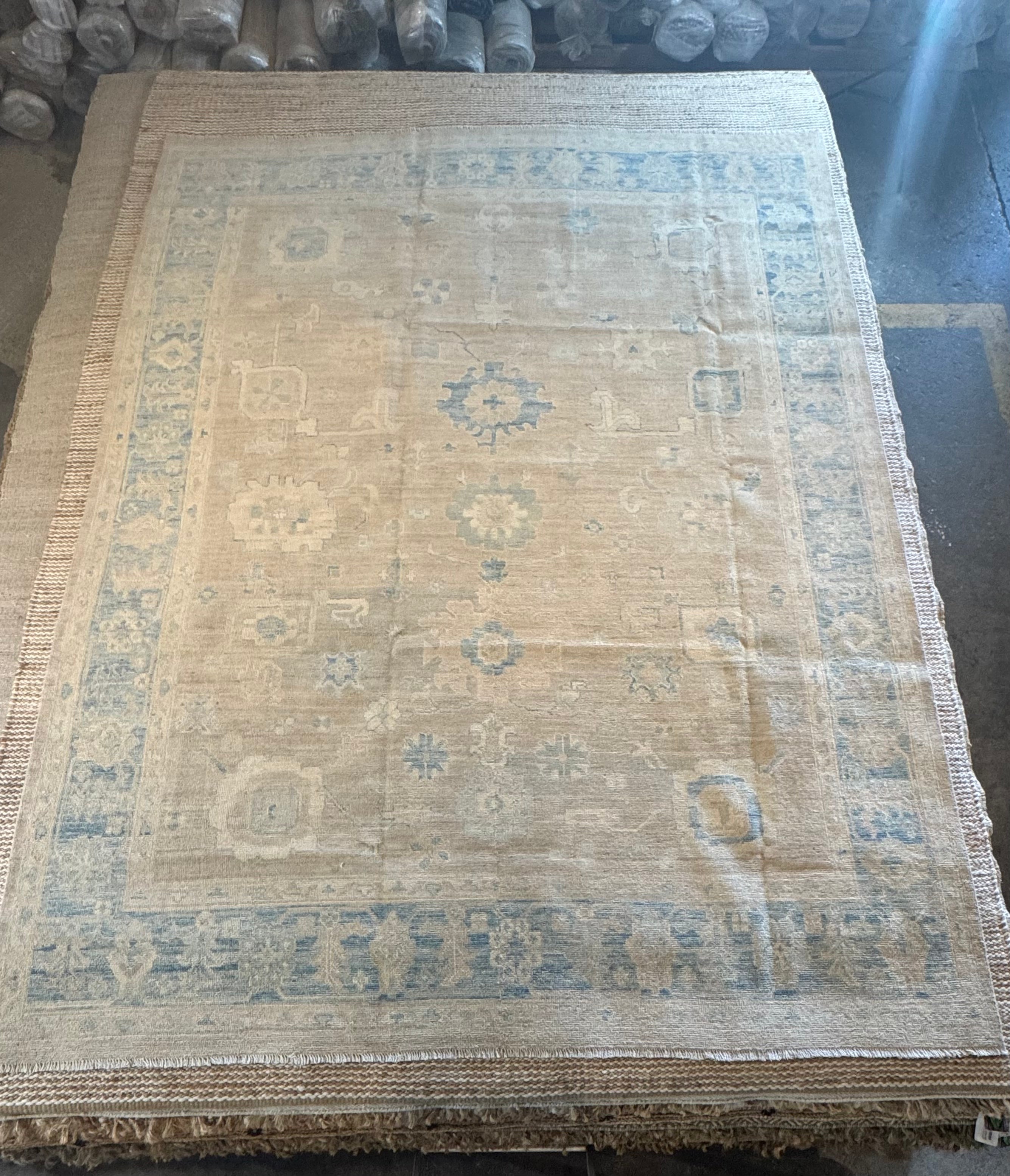 Phoebe Cousteau 7.7x9.9 Grey Whitewashed Afghani Oushak