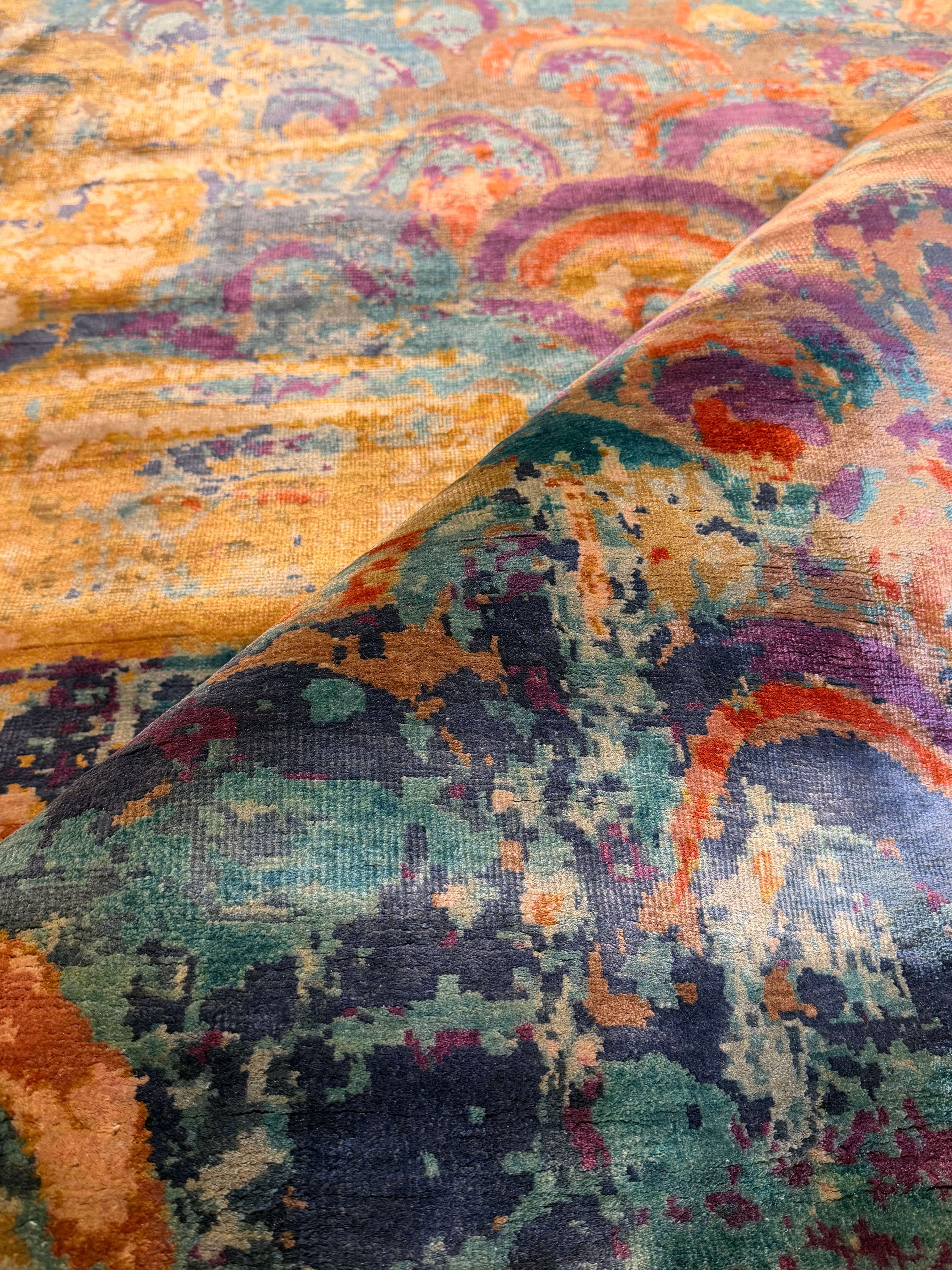 Mateo Davis 7.9x9.9 Blue Hand-Knotted Modern Abstract Rug