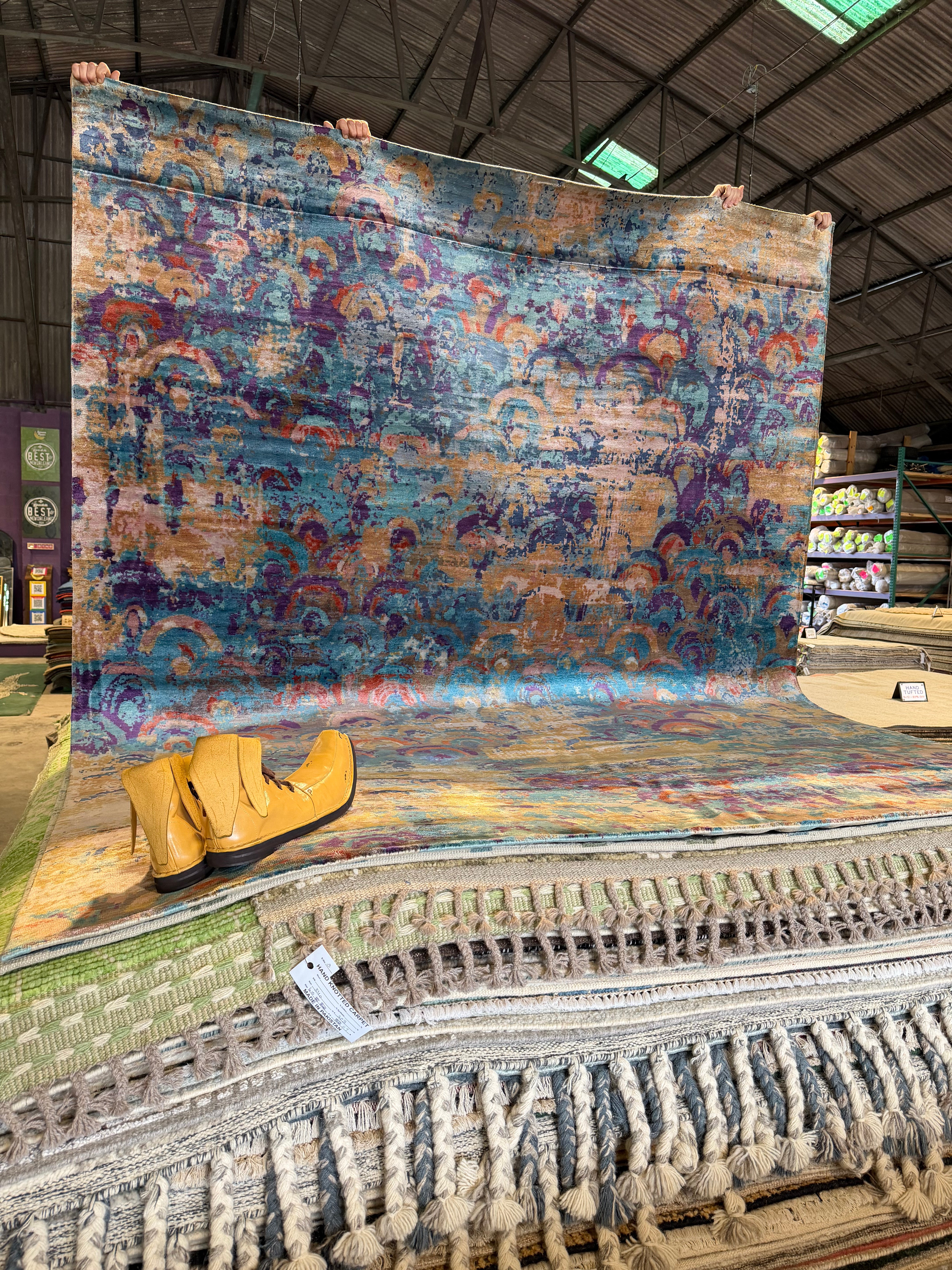 Mateo Davis 7.9x9.9 Blue Hand-Knotted Modern Abstract Rug