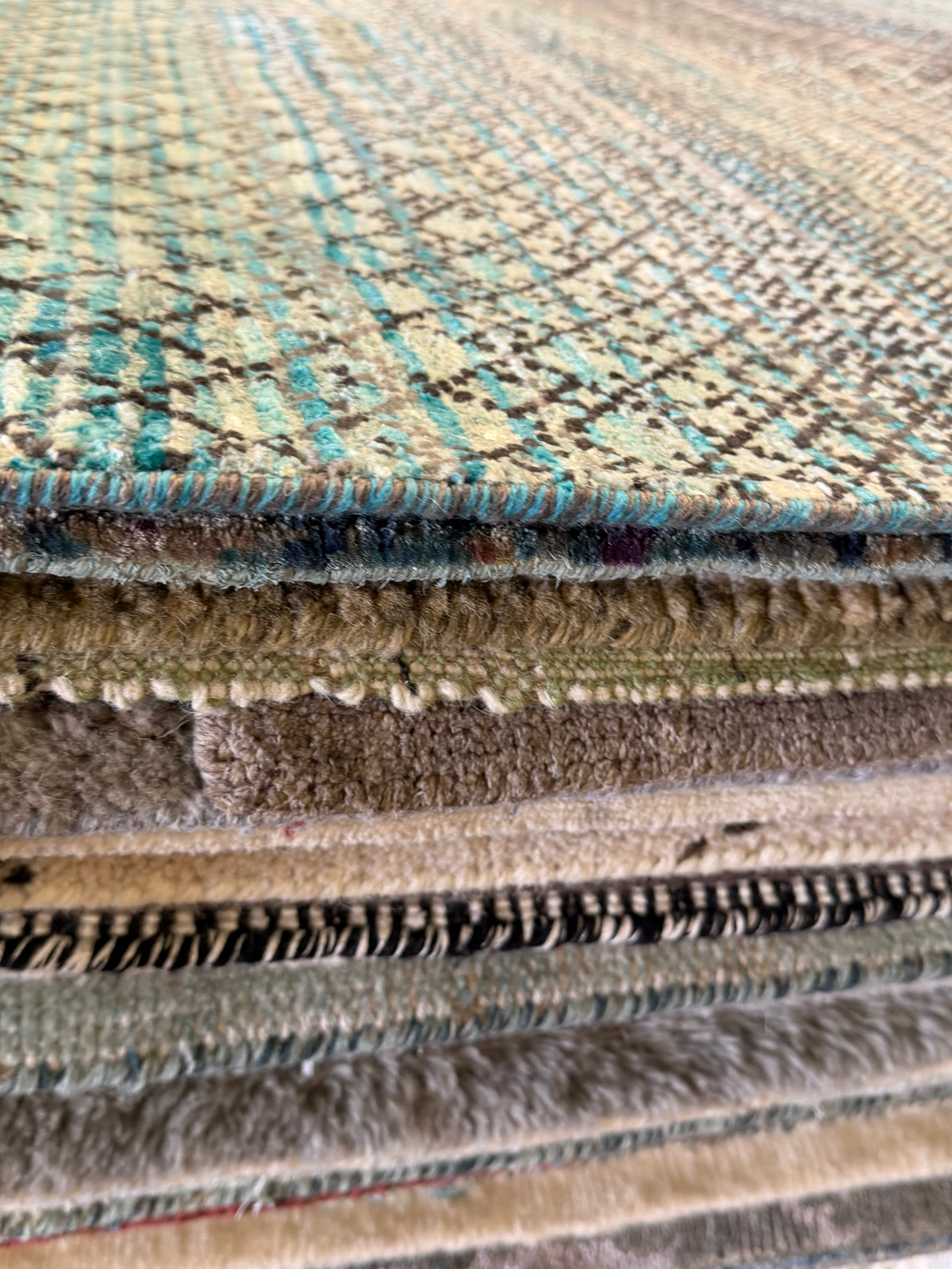 Philip Granger 8x10 Blue Hand-Knotted Grass Style Rug