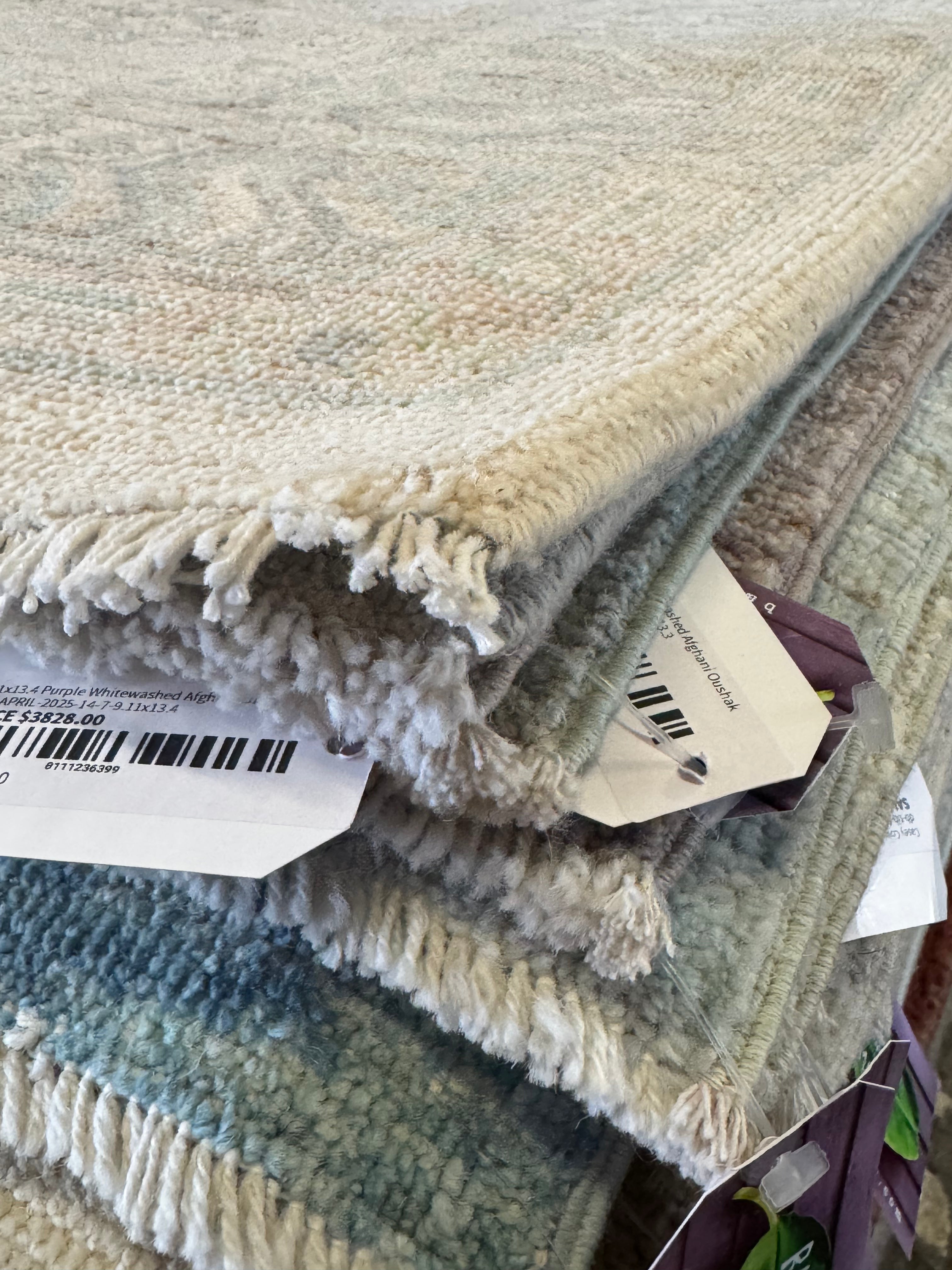 Holly Atkins 10.2x13.7 Light Blue Whitewashed Afghani Oushak
