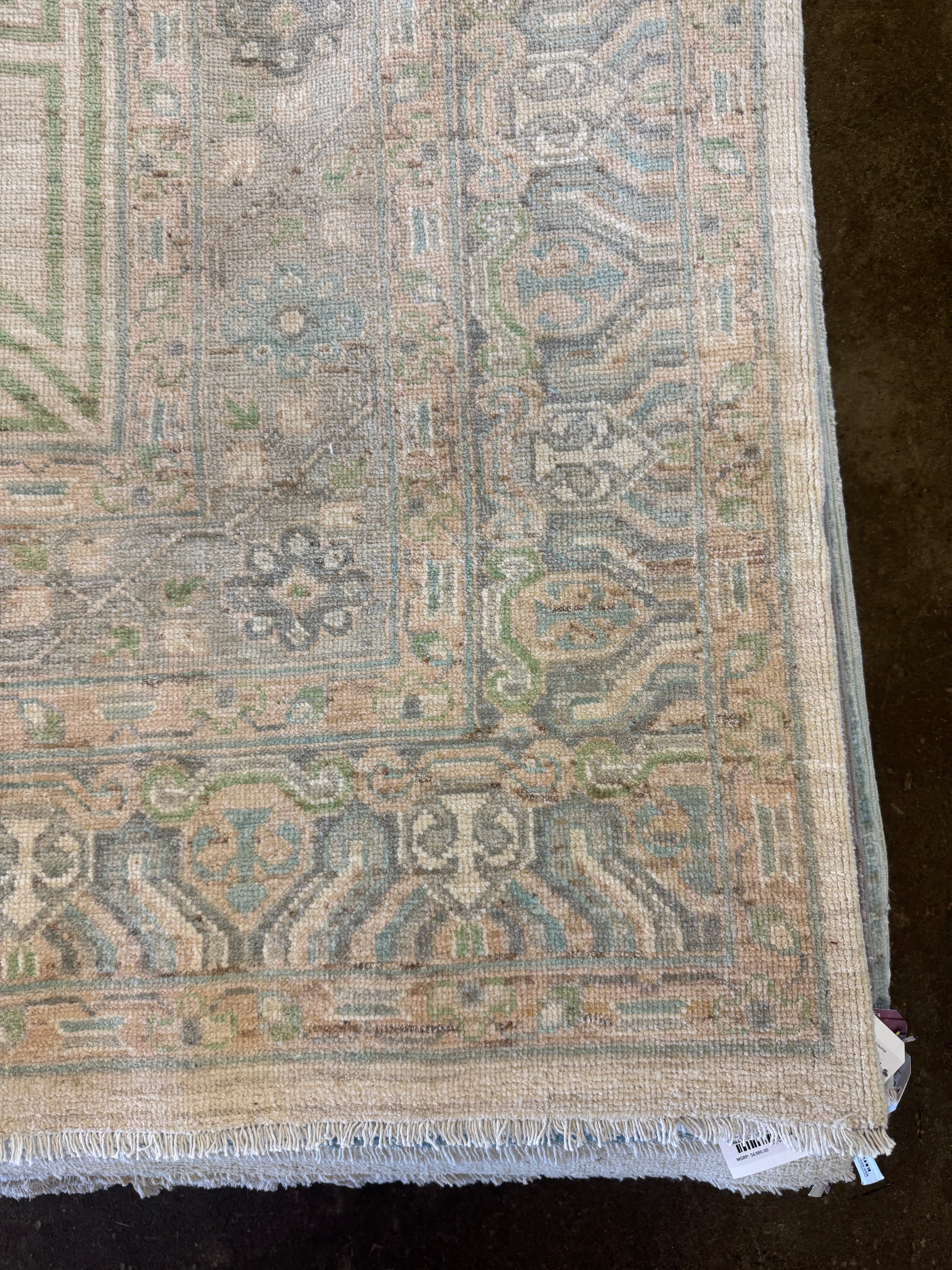 Holly Atkins 10.2x13.7 Light Blue Whitewashed Afghani Oushak