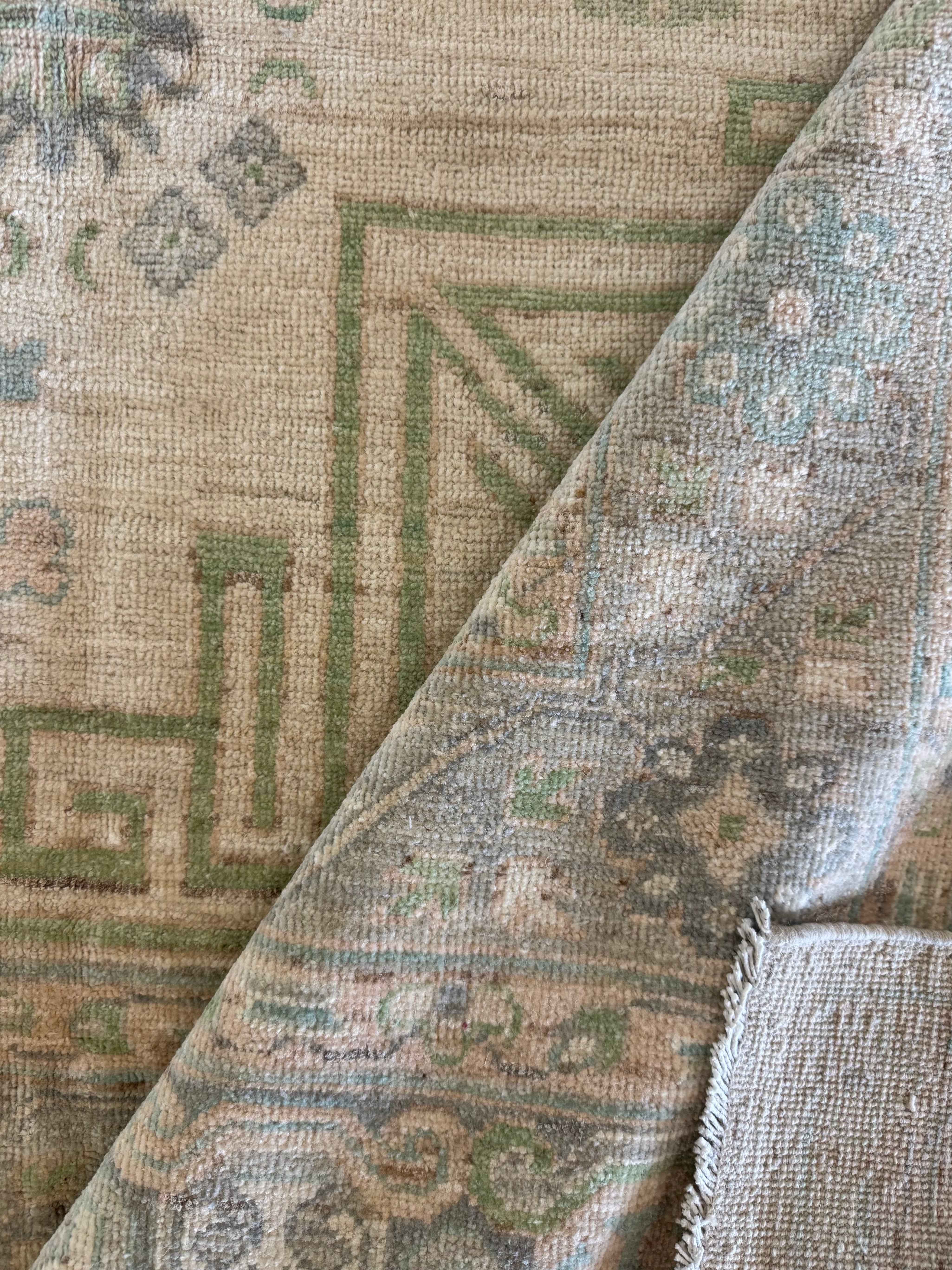 Holly Atkins 10.2x13.7 Light Blue Whitewashed Afghani Oushak
