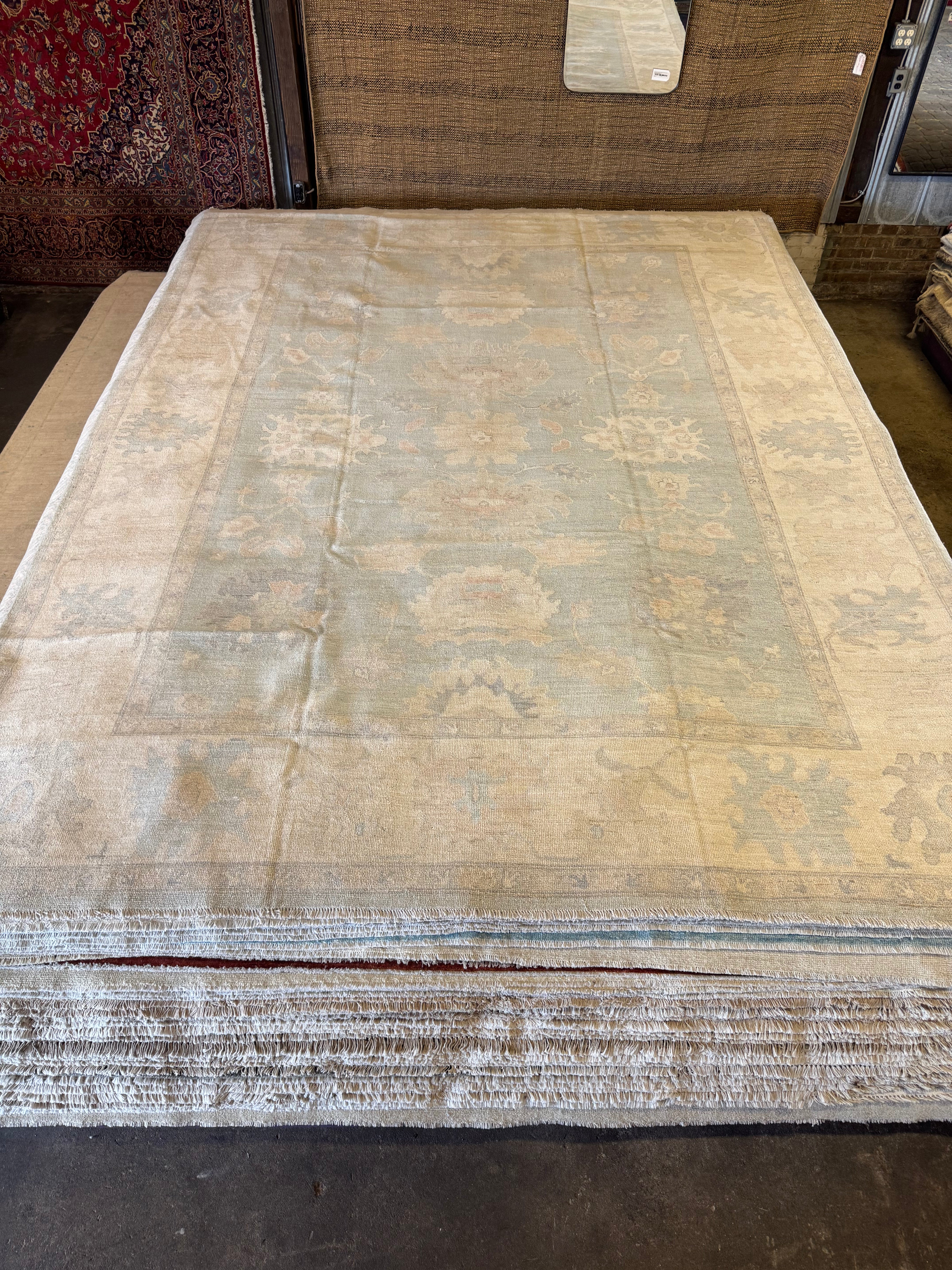 Dhanushka Anson 9.6x13.4 Light Blue Whitewashed Afghani Oushak