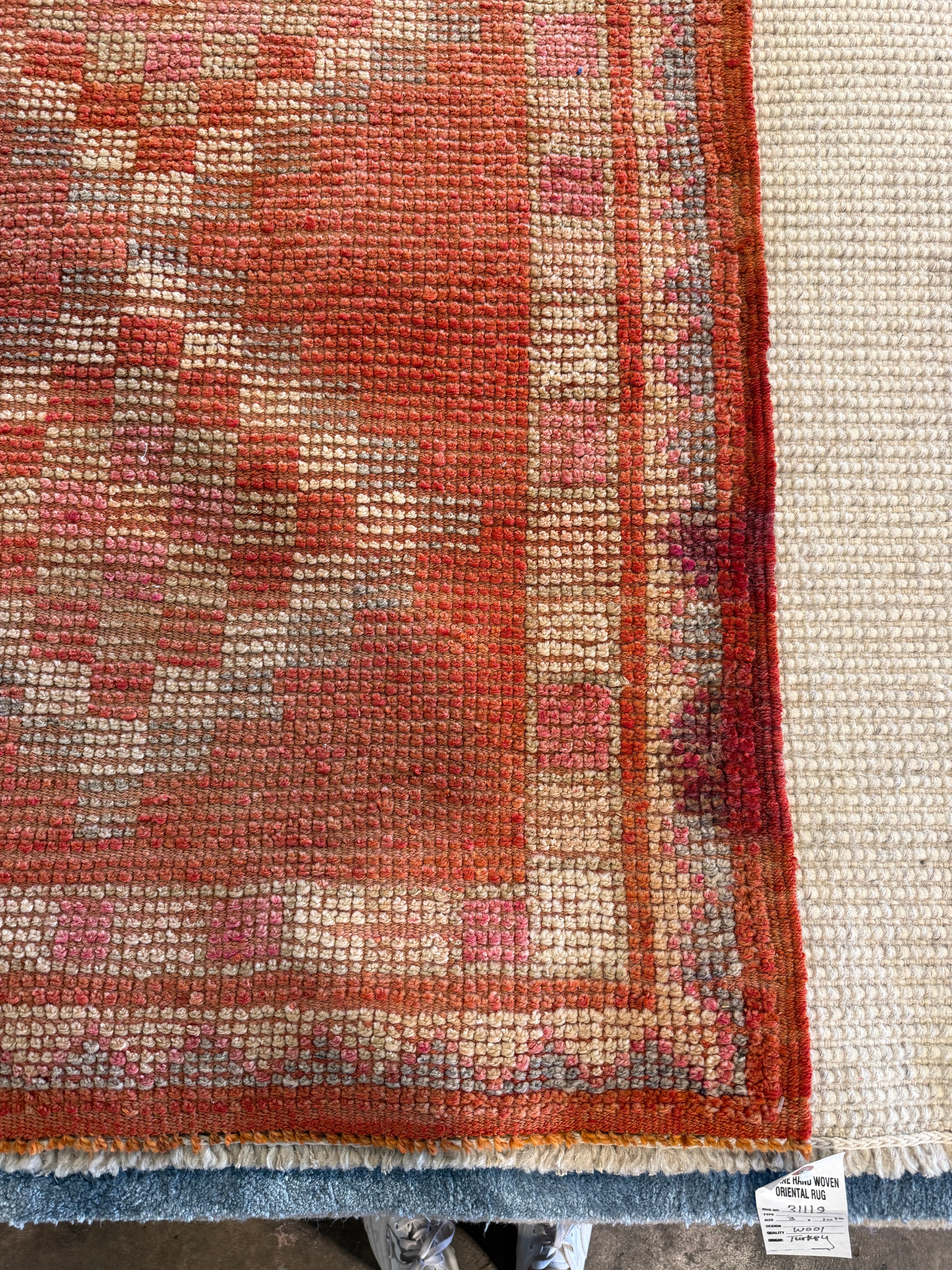 Linda Lane 3x10.10 Red Hand-Knotted Vintage Turkish Oushak Runner