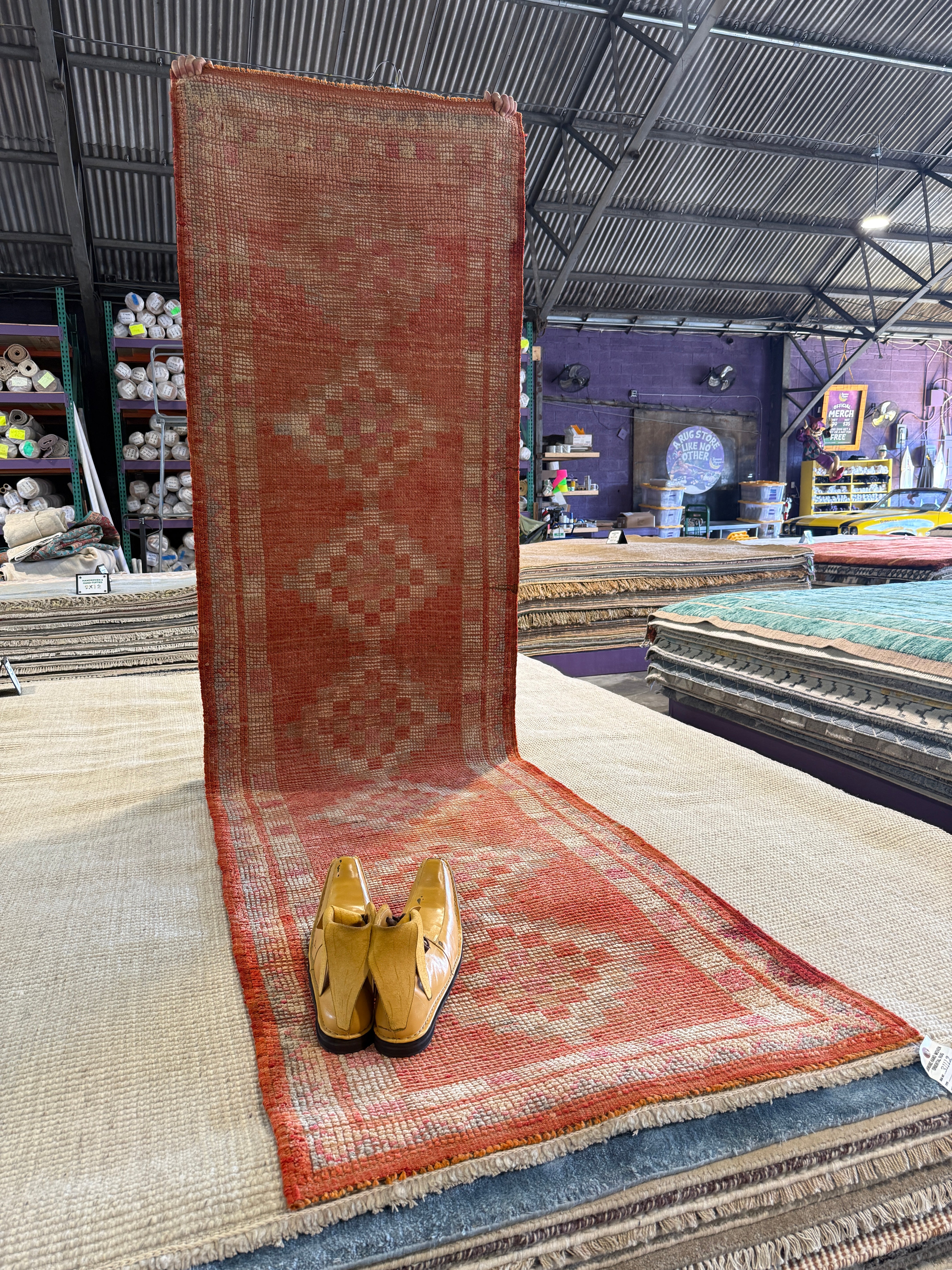 Linda Lane 3x10.10 Red Hand-Knotted Vintage Turkish Oushak Runner