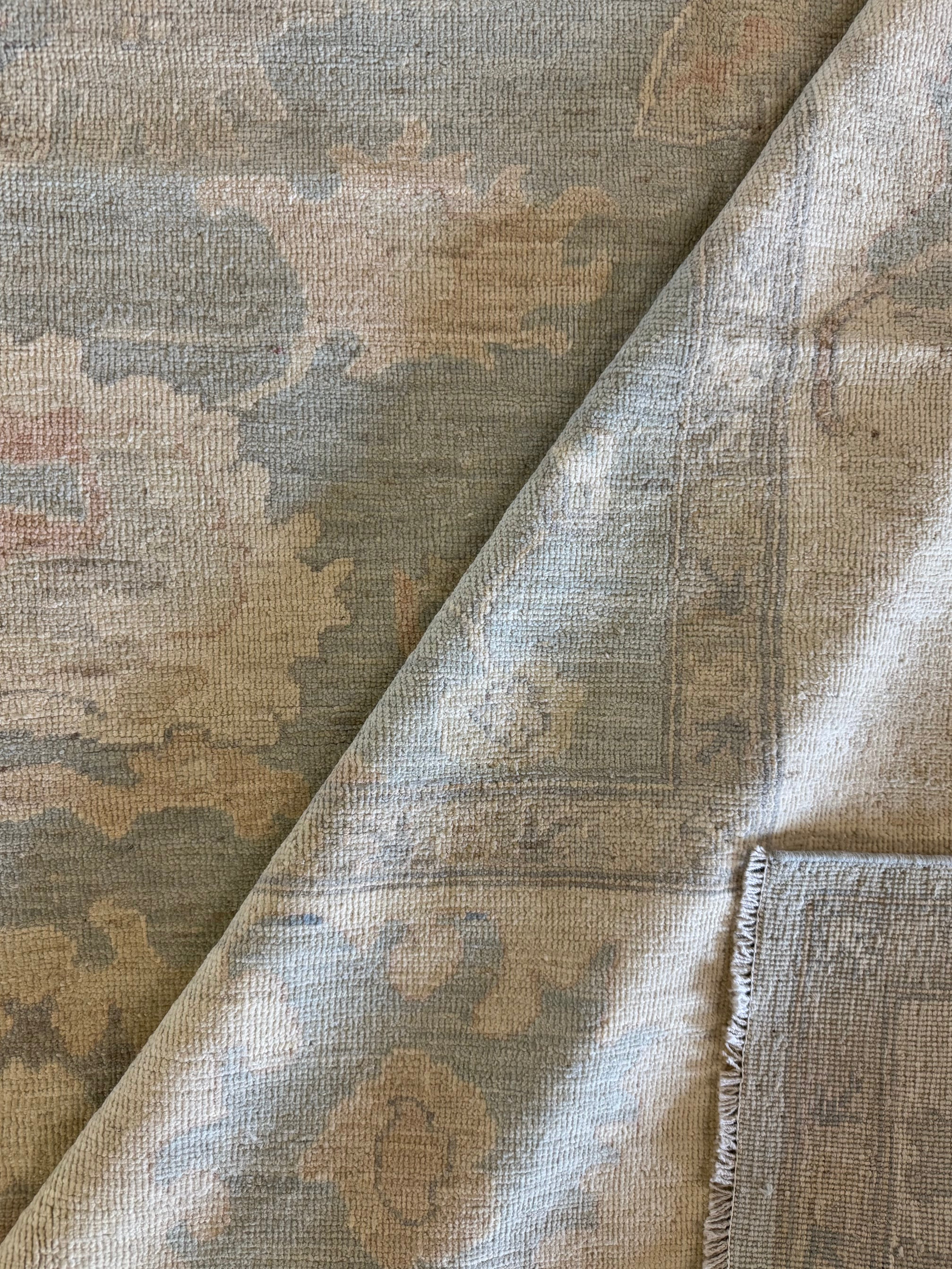 Dhanushka Anson 9.6x13.4 Light Blue Whitewashed Afghani Oushak