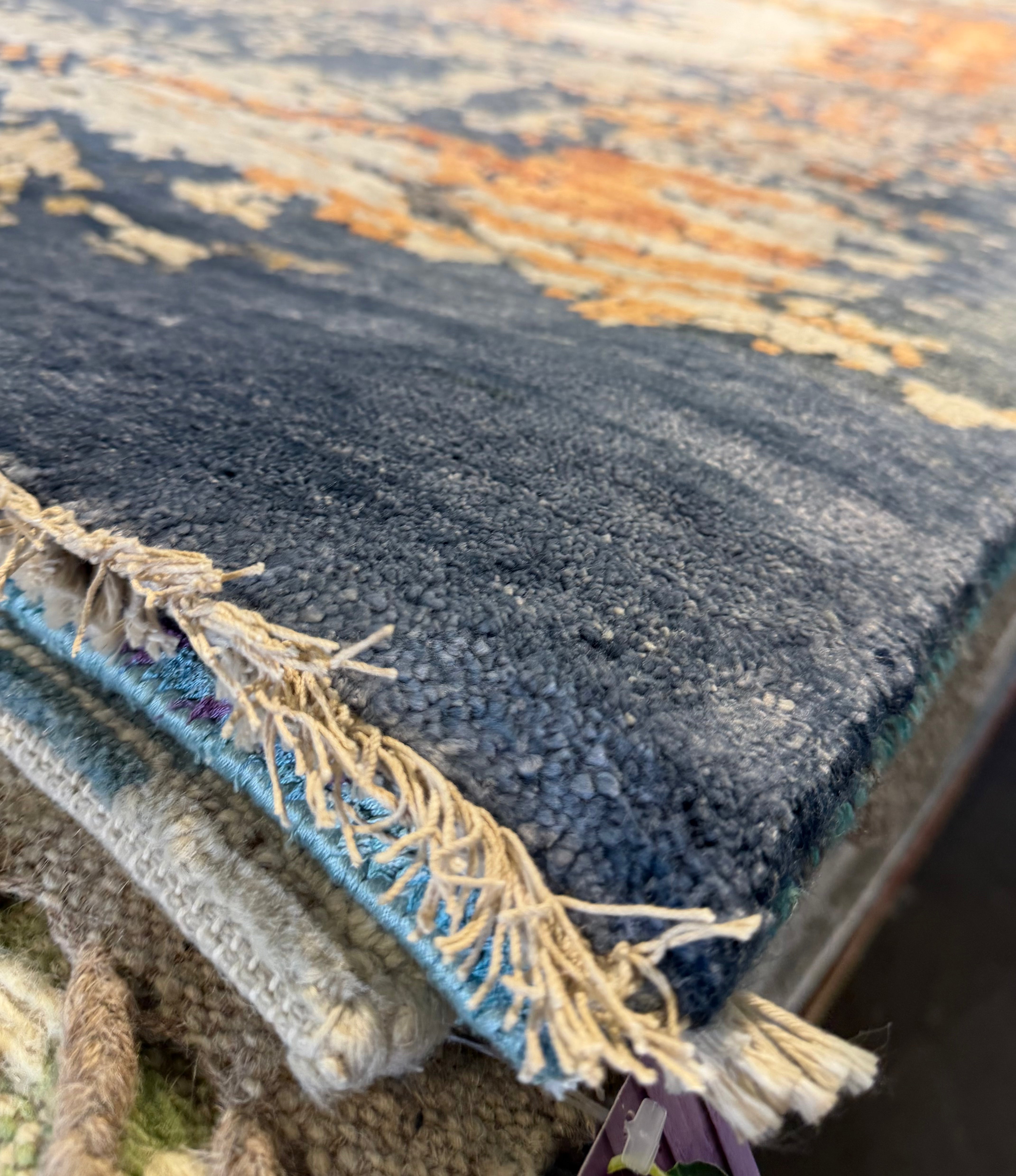 Ashton McBride 7.9x9.9 Blue Hand-Knotted Modern Rug