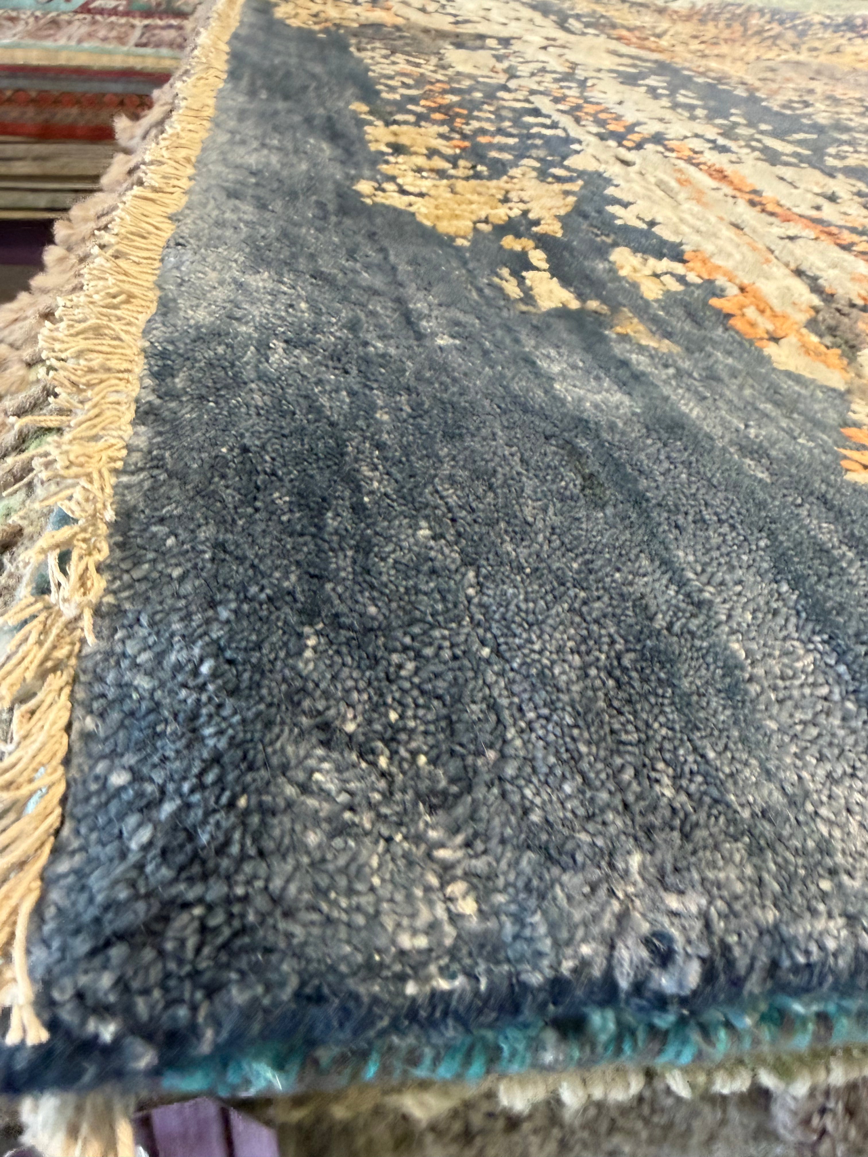 Ashton McBride 7.9x9.9 Blue Hand-Knotted Modern Rug