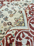 Zara Nikou Sichani 8x10 Ivory and Red Hand-Knotted Kashan Rug