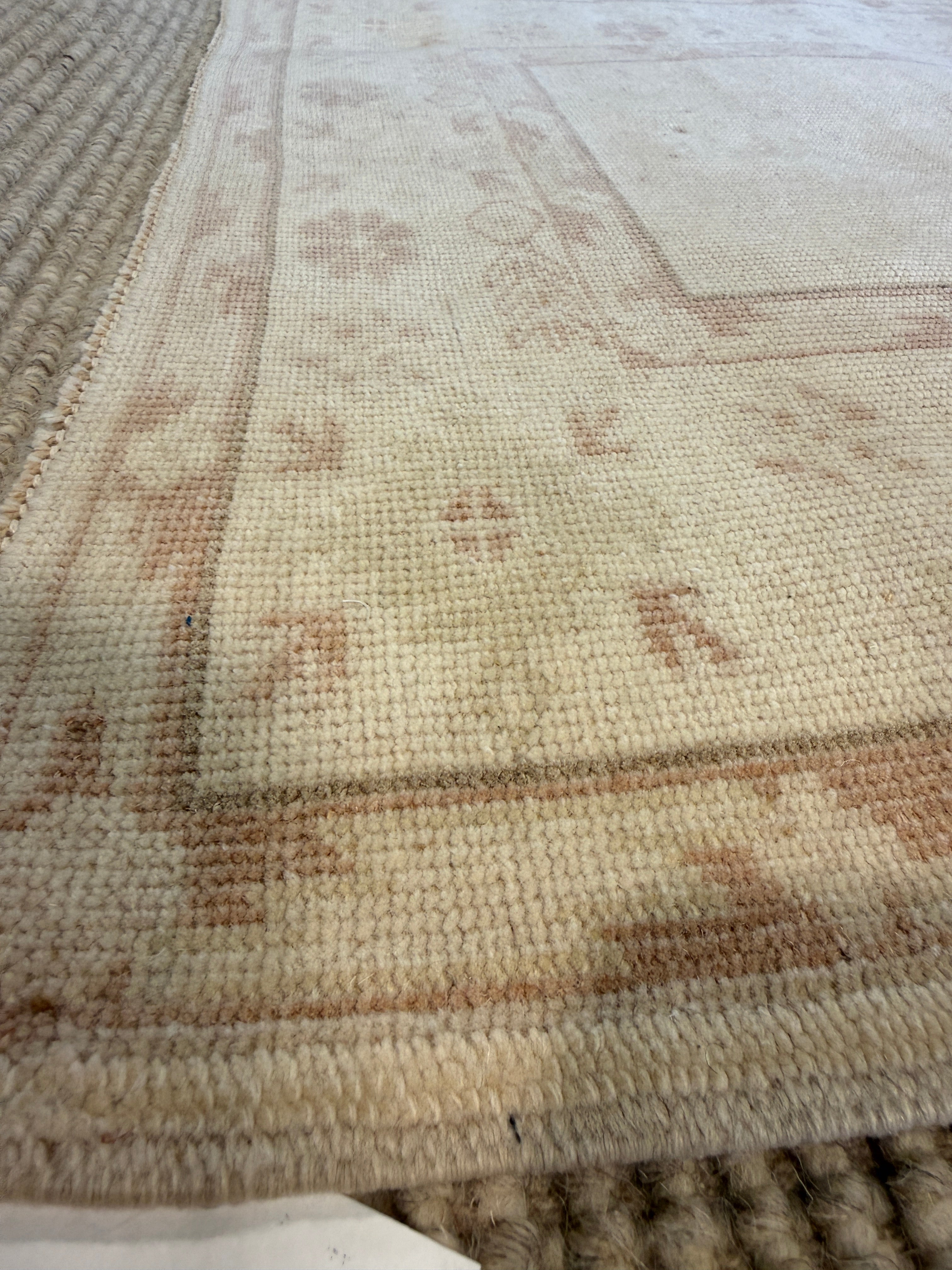 Kayla Lee 2.10x4.8 Cream Hand-Knotted Vintage Turkish Oushak