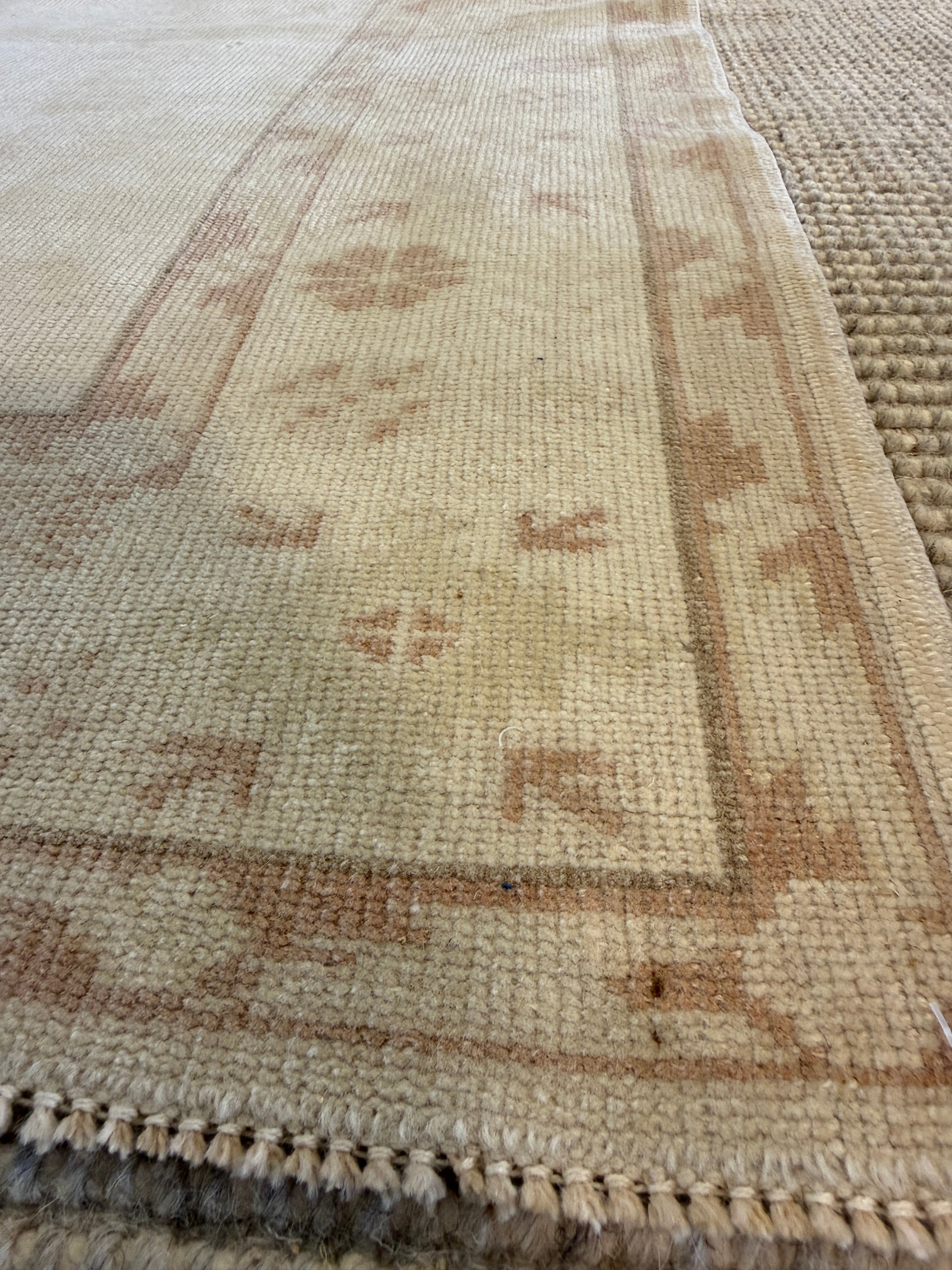Kayla Lee 2.10x4.8 Cream Hand-Knotted Vintage Turkish Oushak