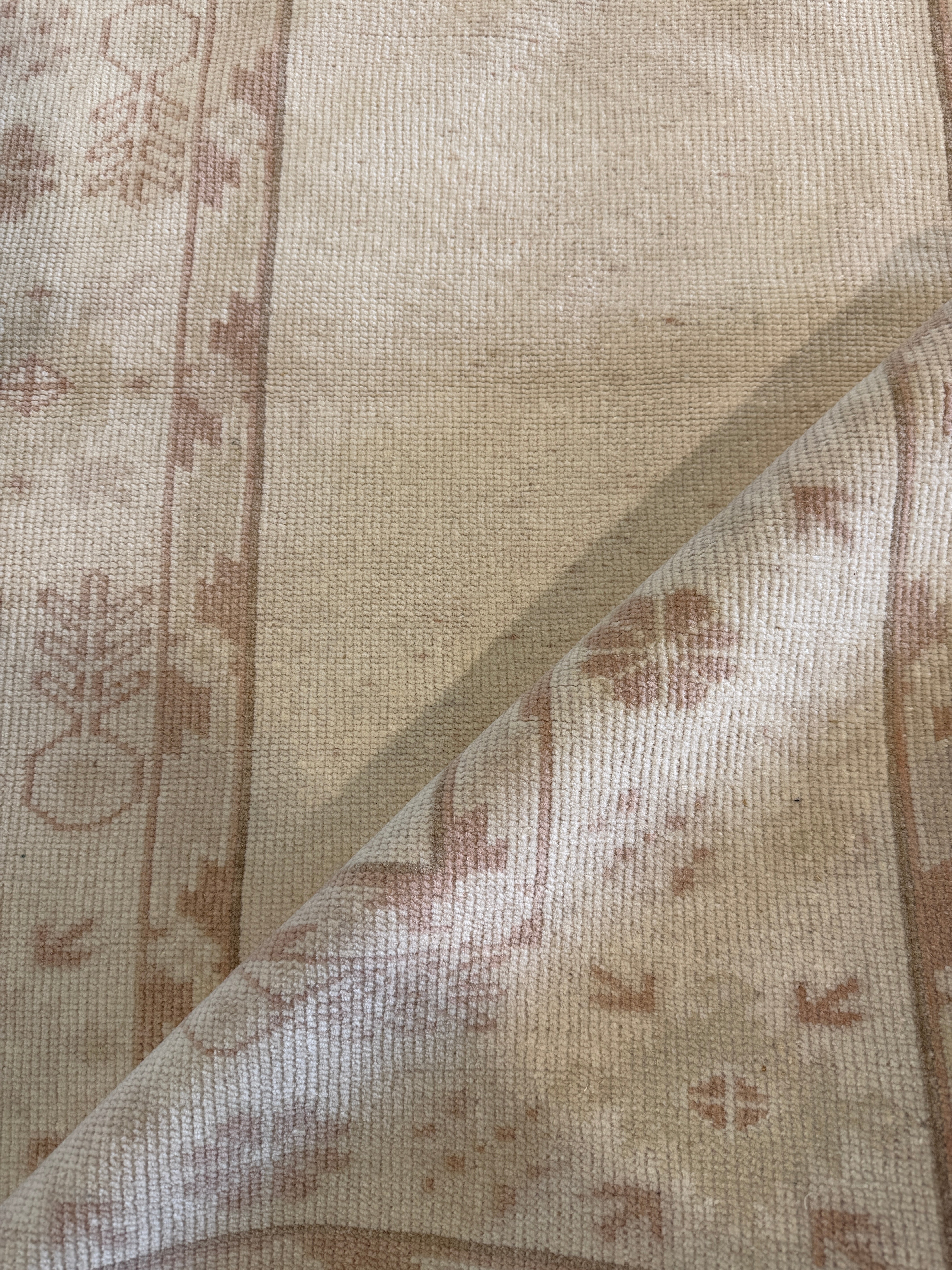 Kayla Lee 2.10x4.8 Cream Hand-Knotted Vintage Turkish Oushak