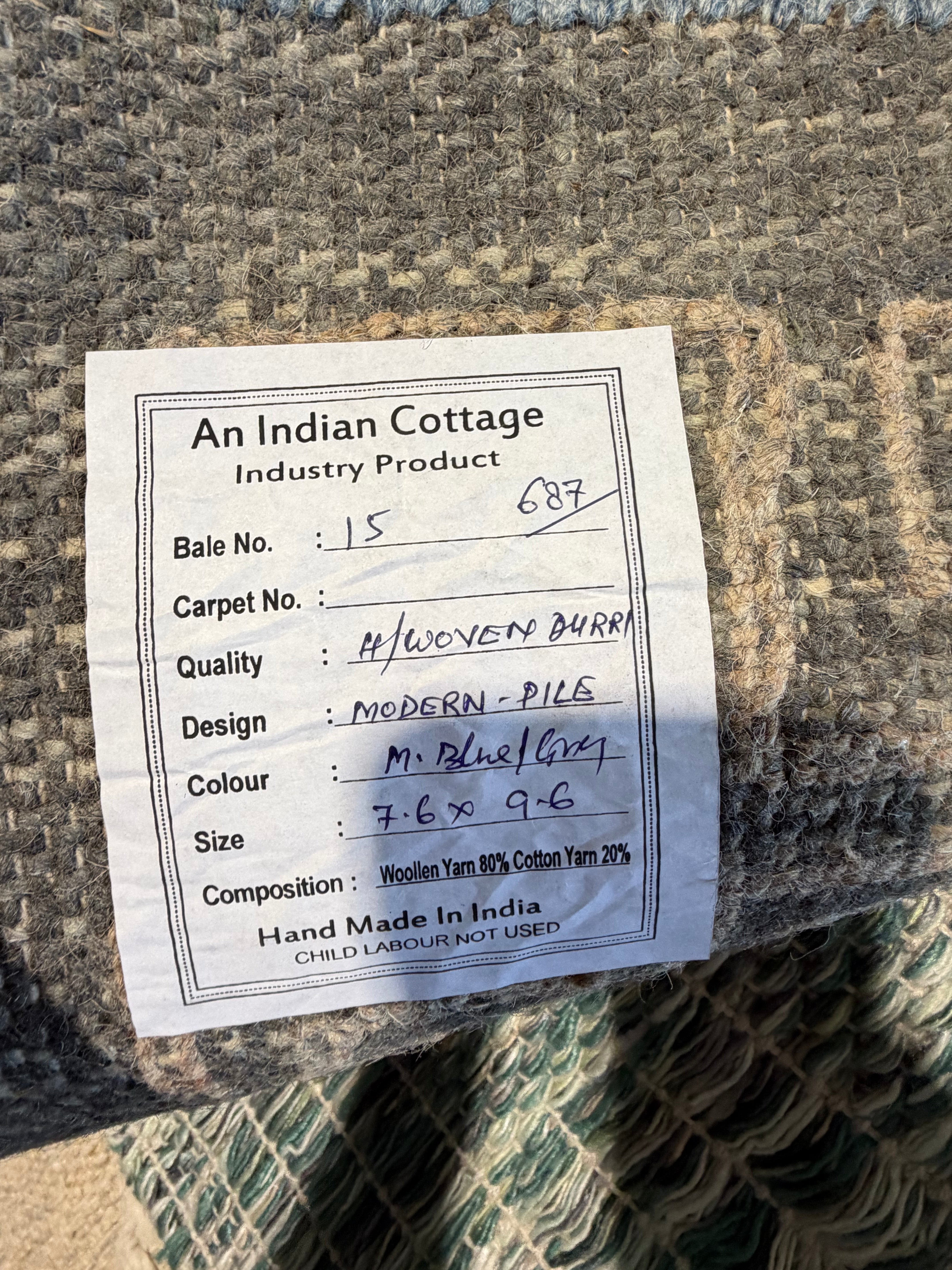 Michael Vaughan 7.6x9.6 Grey Handwoven Modern Rug
