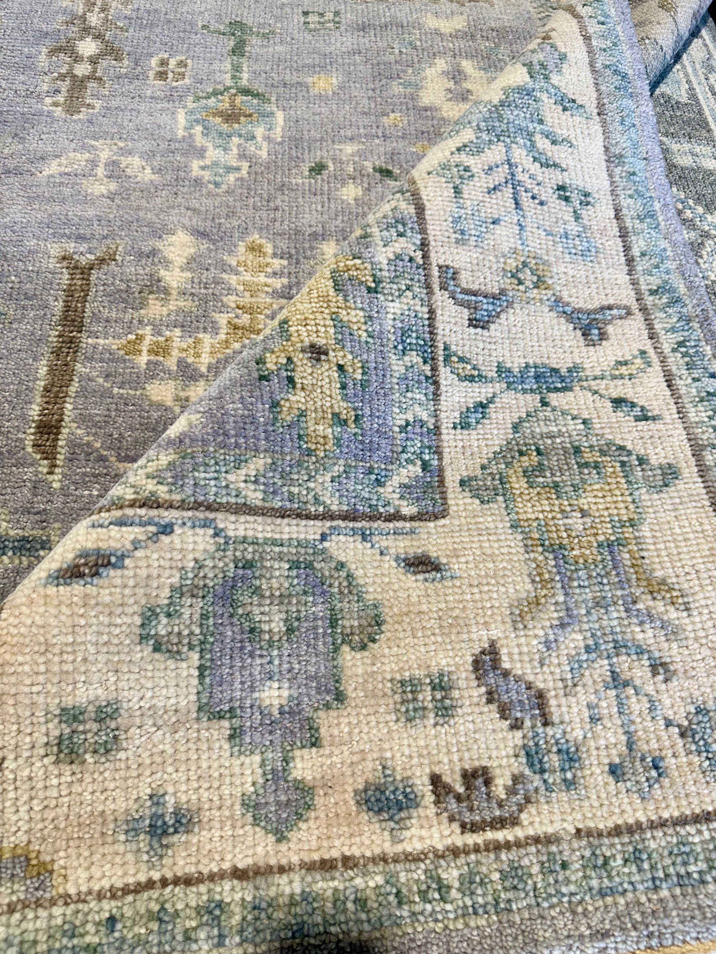 Lianna 8x10 Grey and Ivory Hand-Knotted Oushak Rug