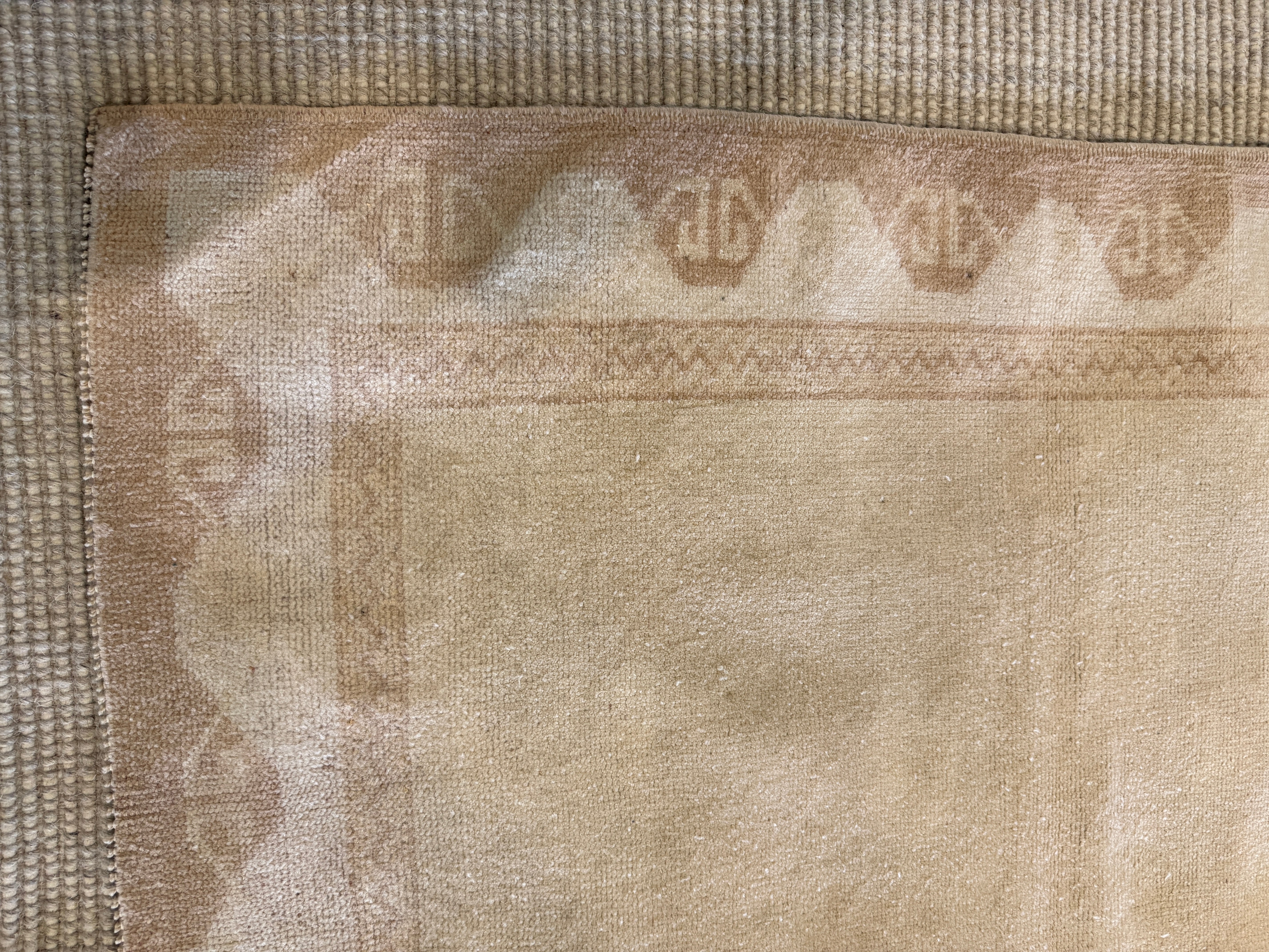 Maya Hunter 3x4.4 Cream Hand-Knotted Vintage Turkish Oushak