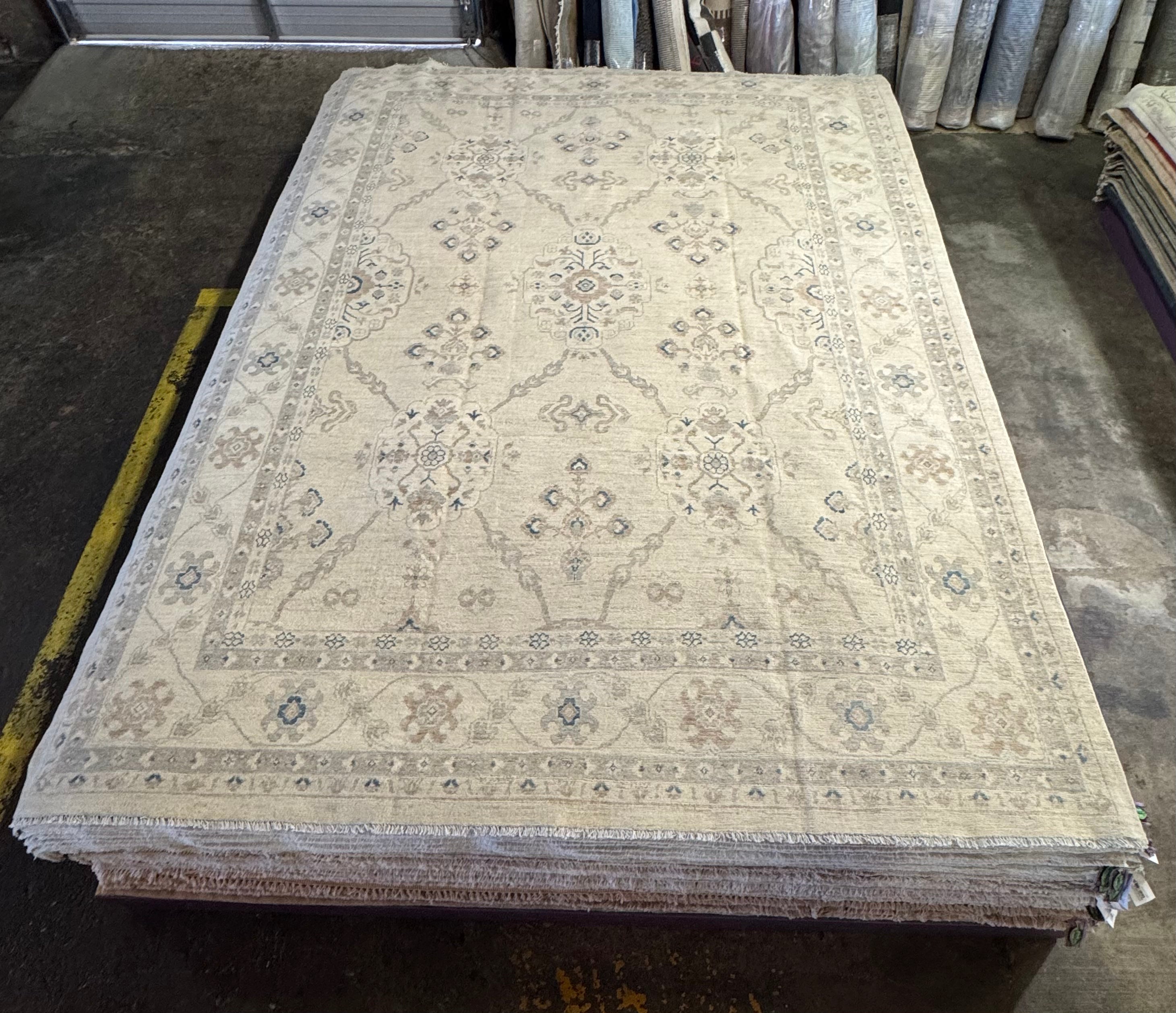 Phoebe Douglas 8.9x11.9 Cream Whitewashed Afghani Oushak