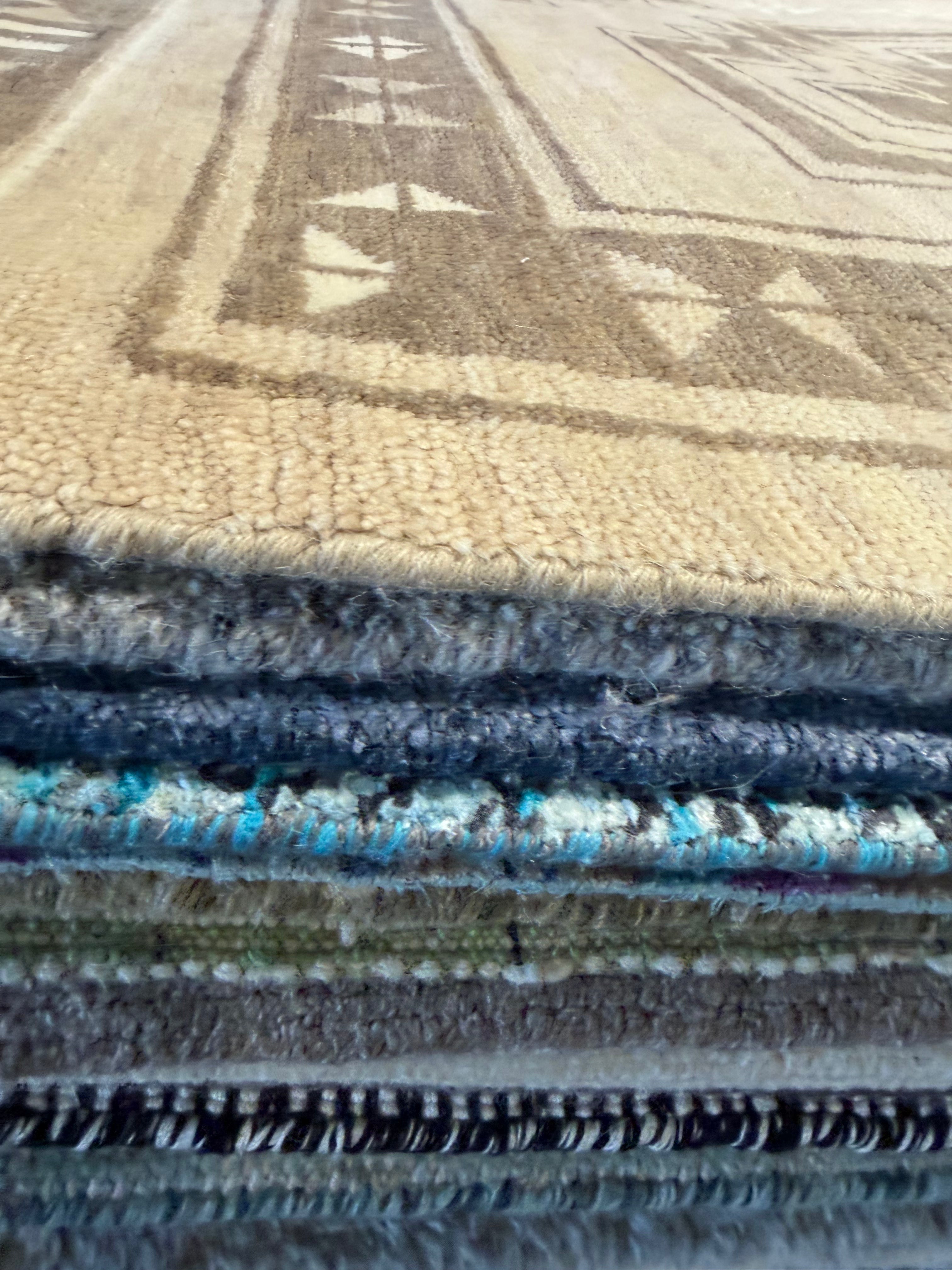 Frankie Delgado 8x10 Hand-Knotted Brown and Beige