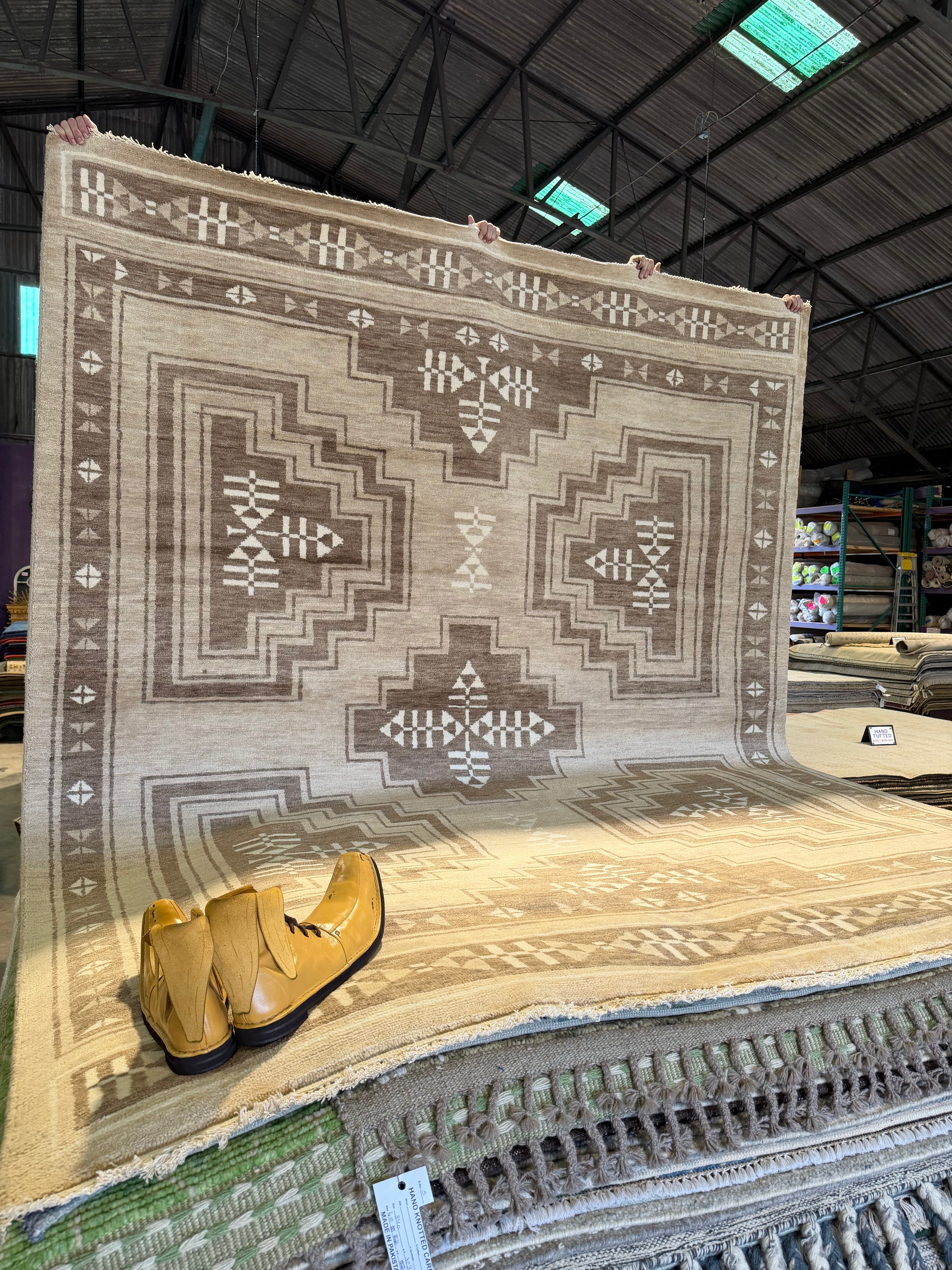 Frankie Delgado 8x10 Hand-Knotted Brown and Beige