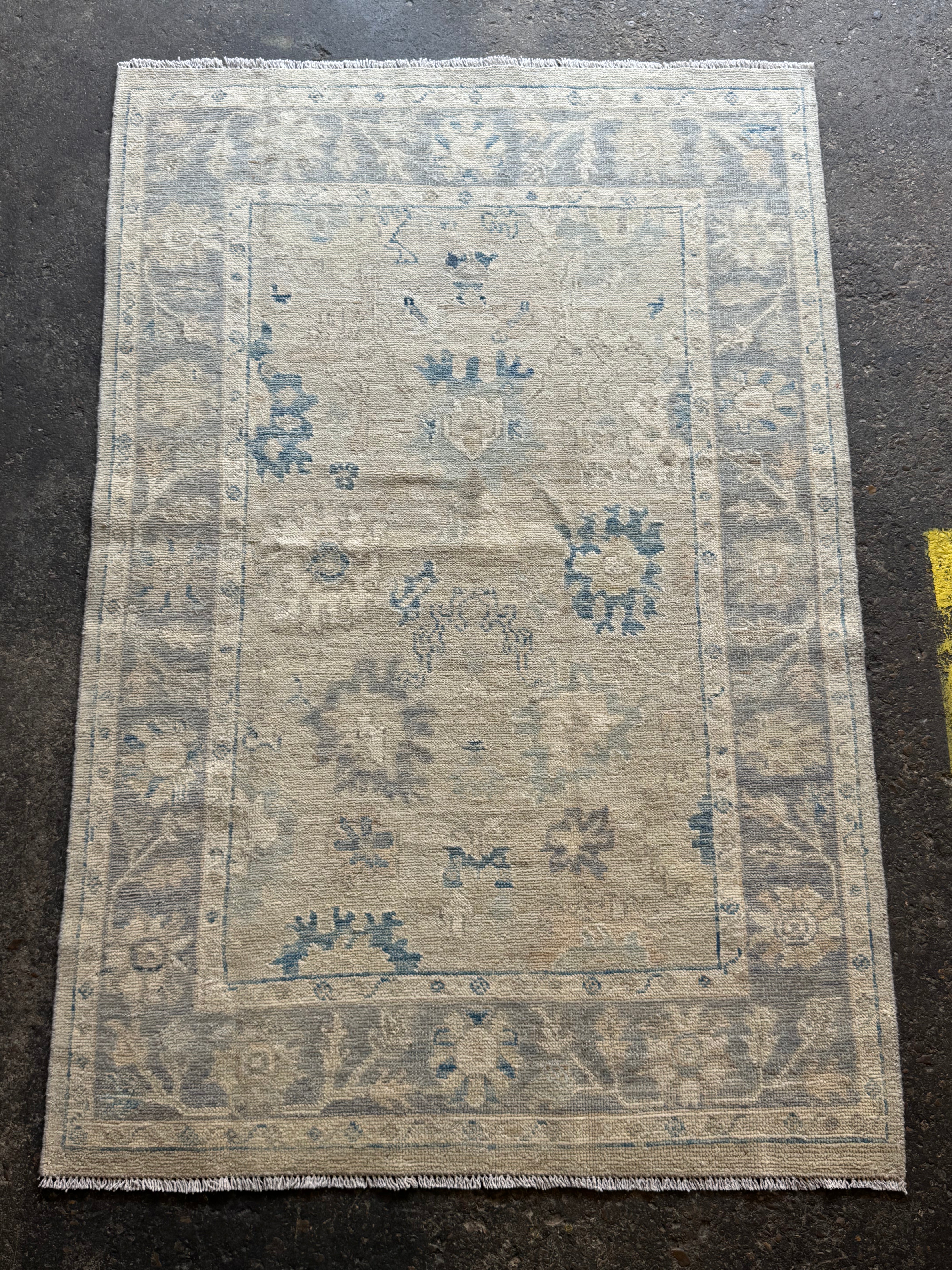 Zosia 3.8x5.6 Blue Whitewashed Afghani Oushak
