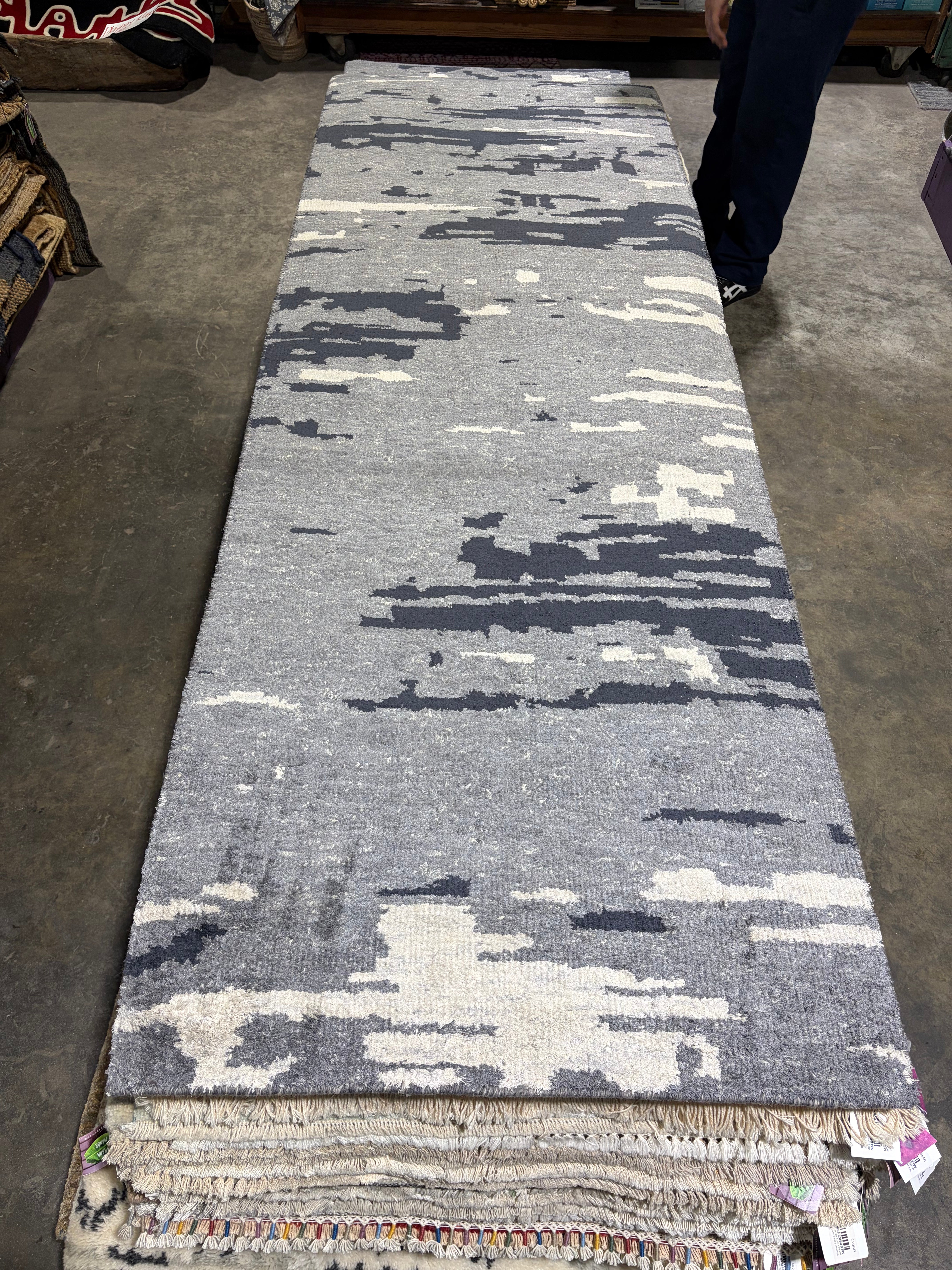Jim Cody Williams 2.6x10 Grey Hand-Knotted Modern Runner