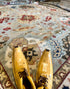 Virginia Tupker 8x10.6 Gren and Ivory Hand-Knotted Oushak Rug