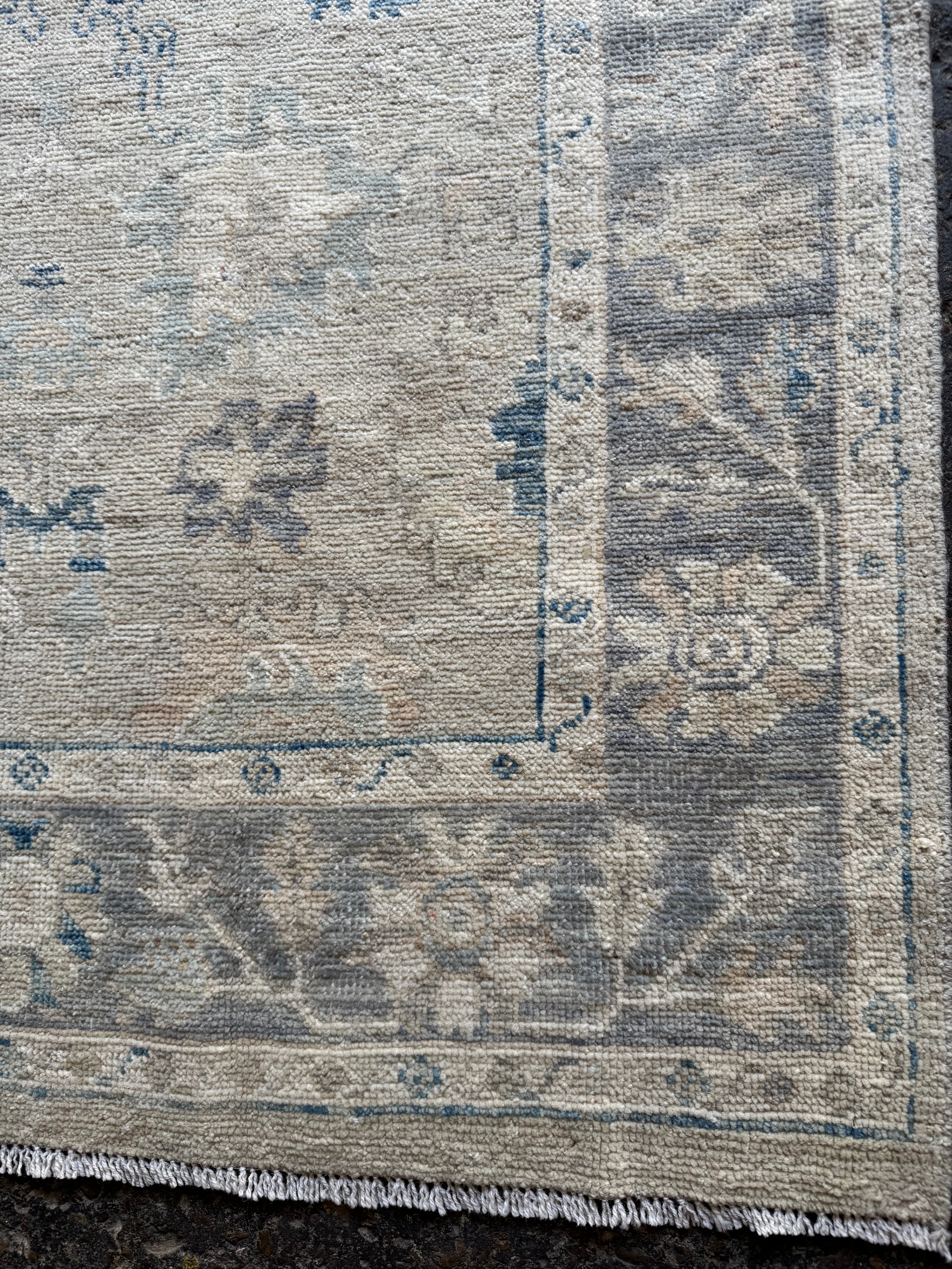 Zosia 3.8x5.6 Blue Whitewashed Afghani Oushak