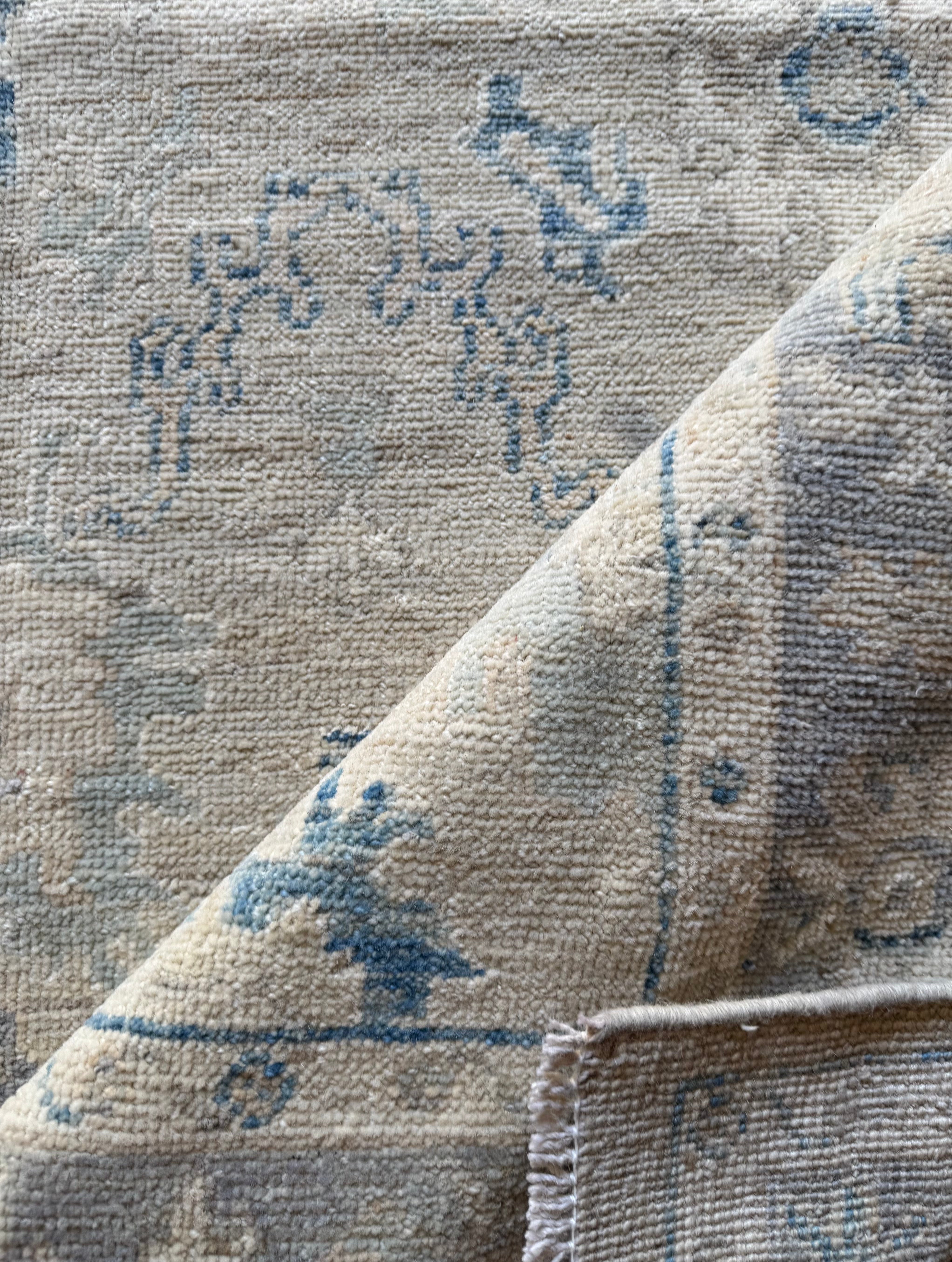 Zosia 3.8x5.6 Blue Whitewashed Afghani Oushak