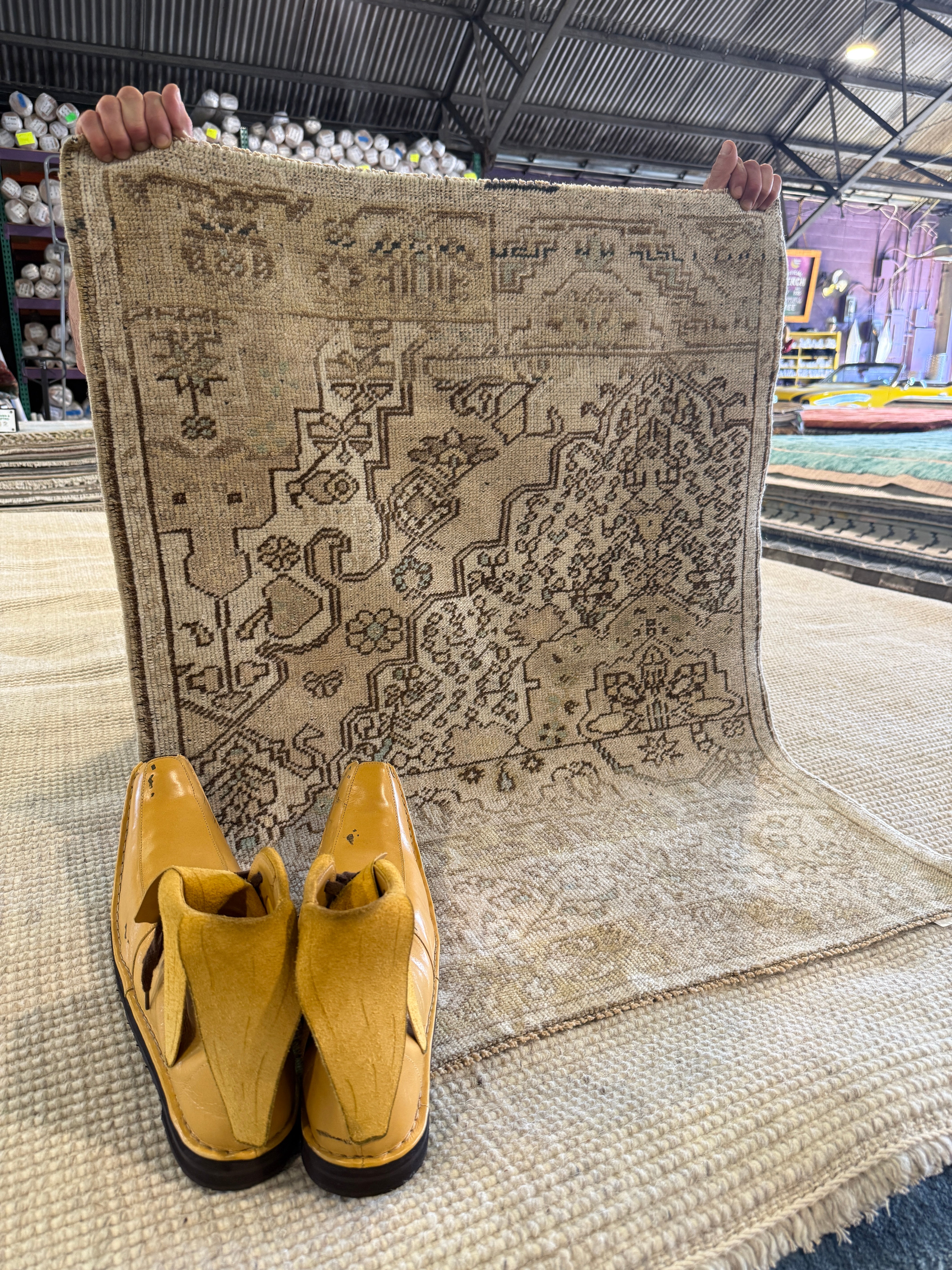 Justina 2.9x3.5 Light Pink Hand-Knotted Vintage Turkish Oushak