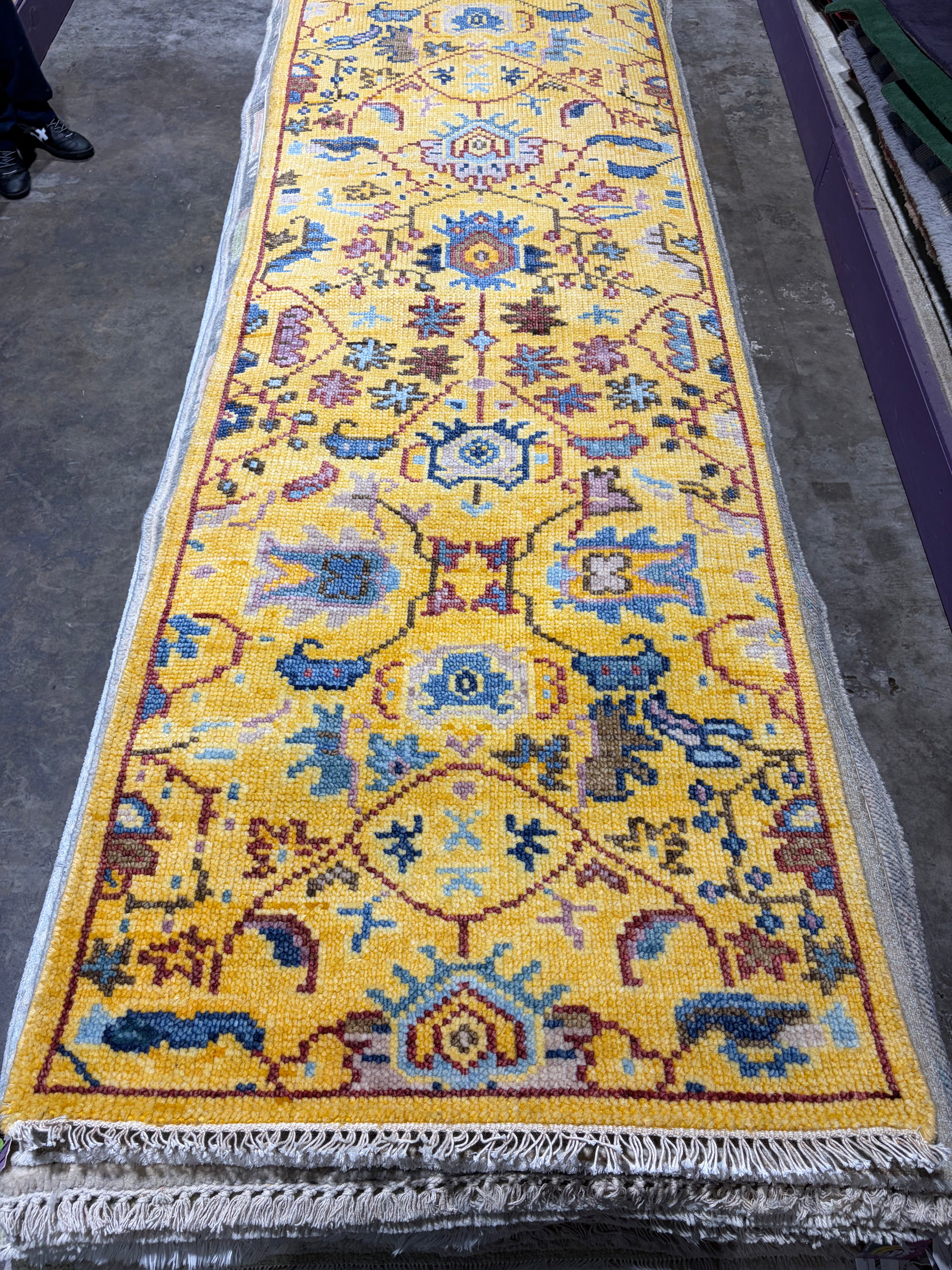 Mabel Marigold 2.6x12.3 Yellow Hand-Knotted Oushak Runner