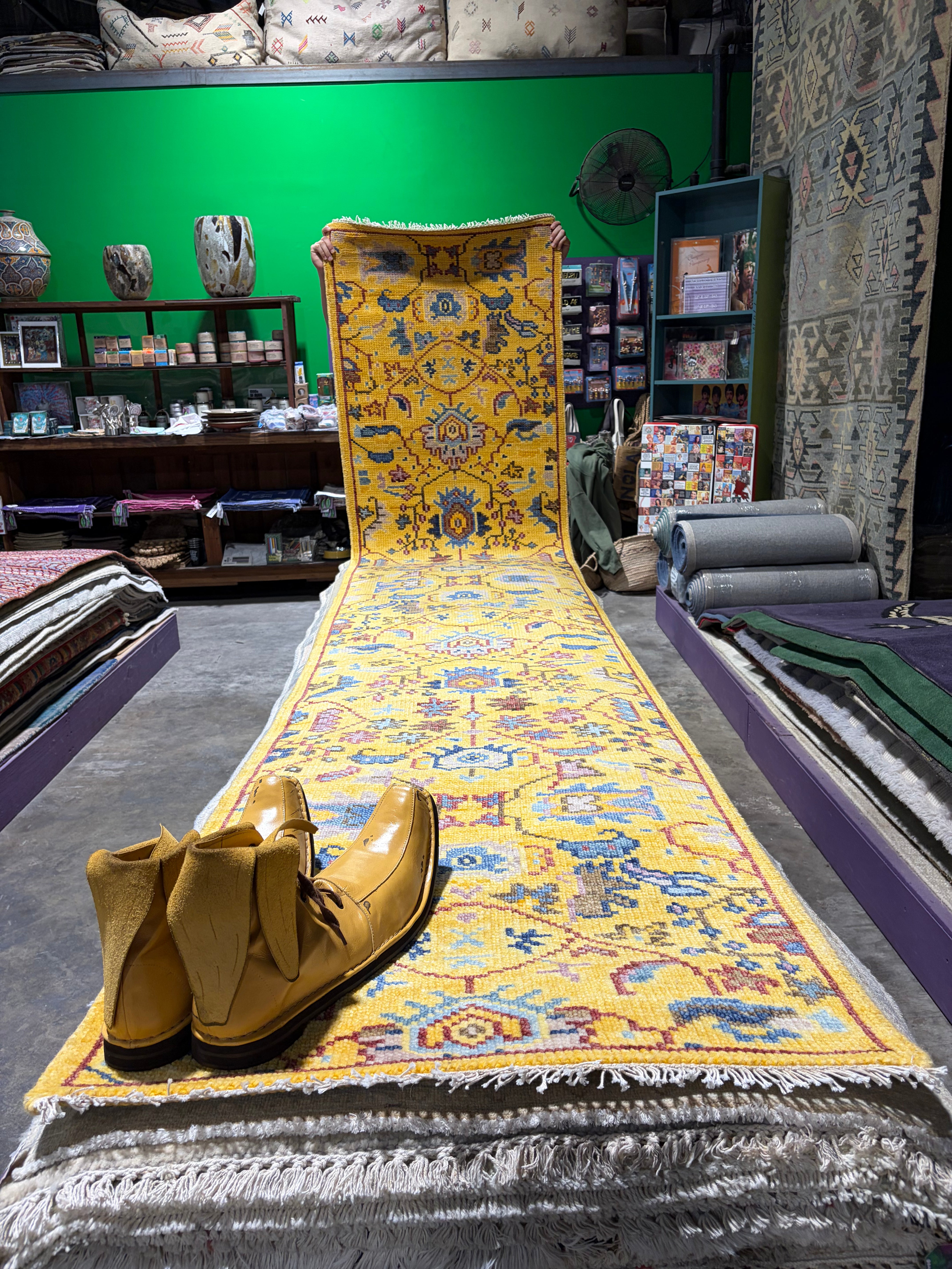 Mabel Marigold 2.6x12.3 Yellow Hand-Knotted Oushak Runner