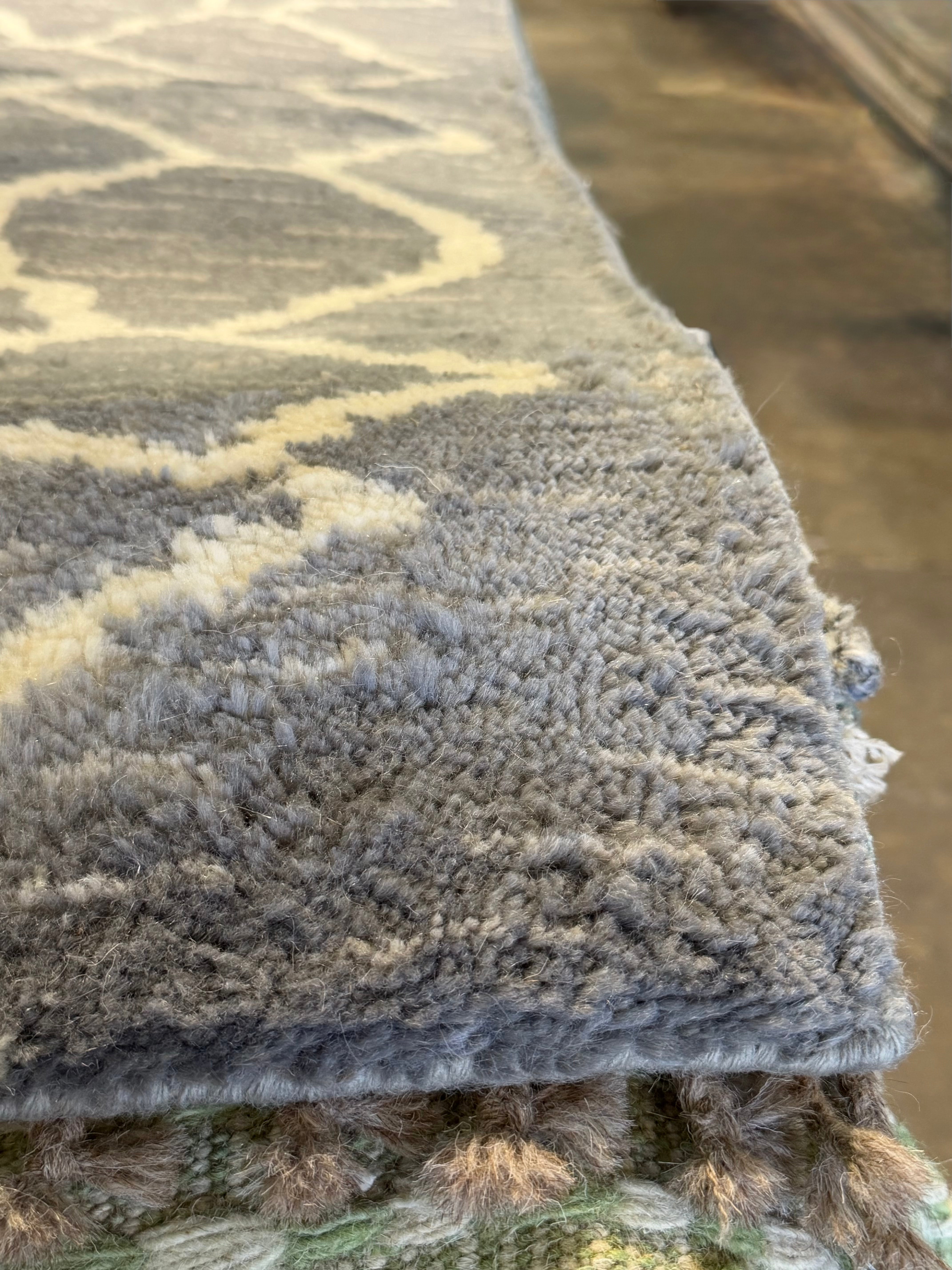John Reynolds 8x9.9 Grey Hand-Knotted Modern Rug